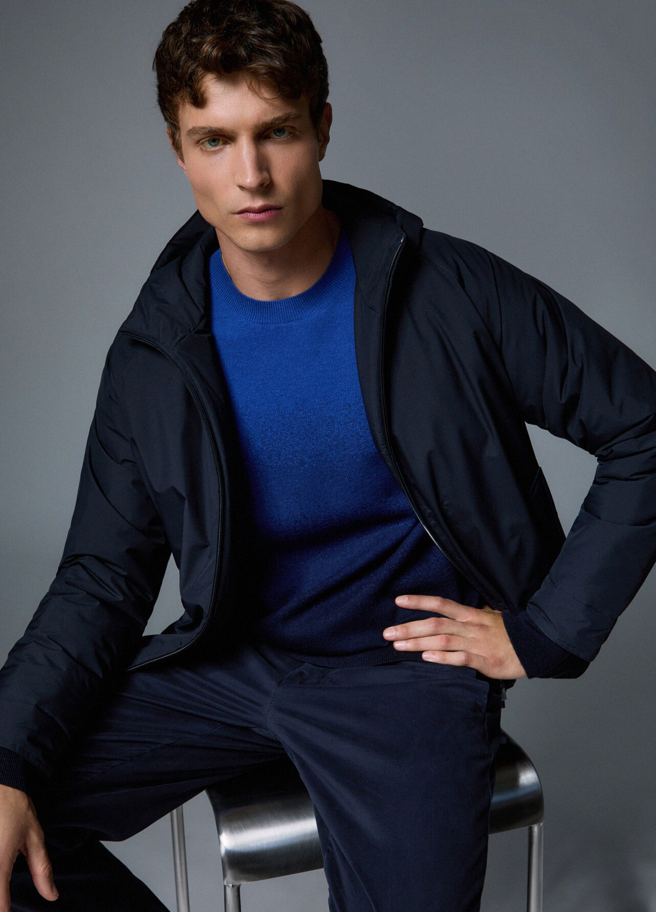 Maglia dégradé in misto lana - BLUE