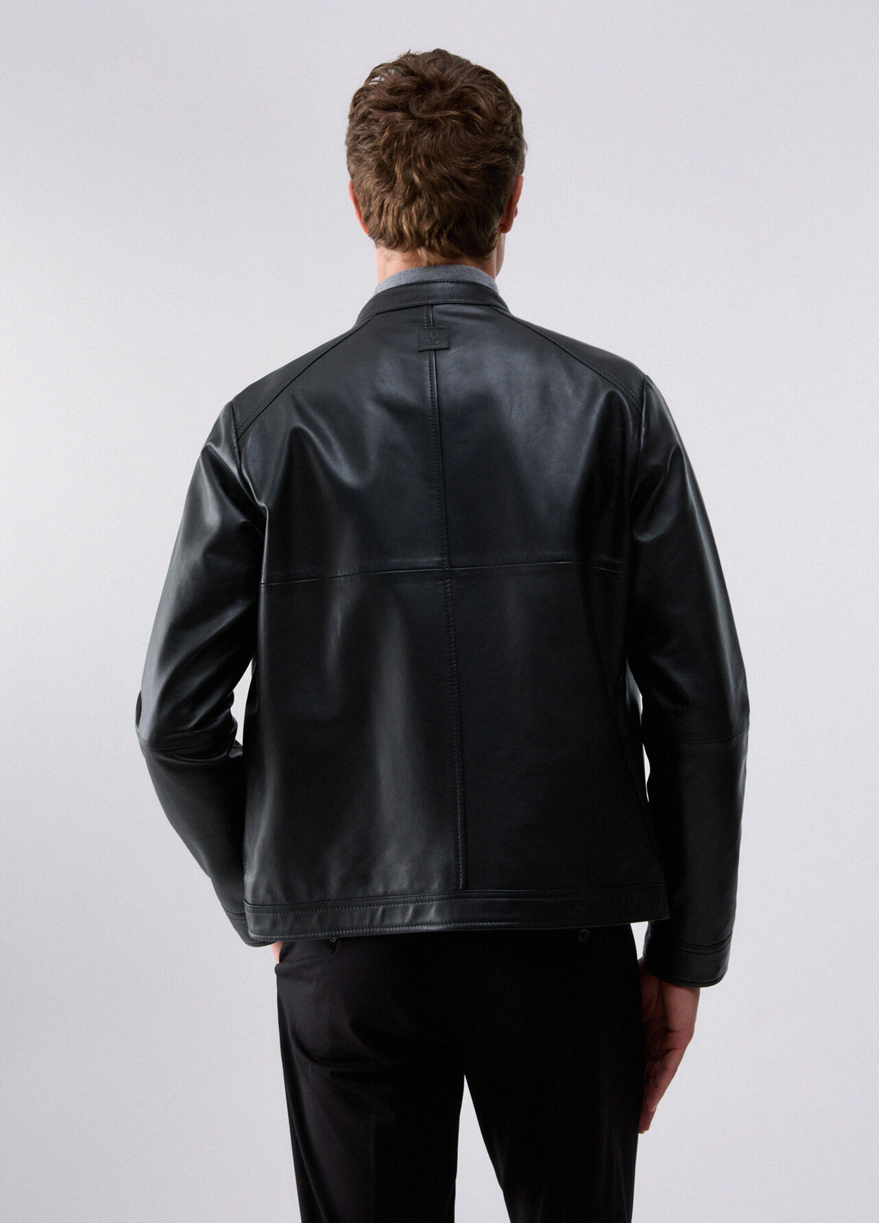 Giubbotto biker in pelle - BLACK