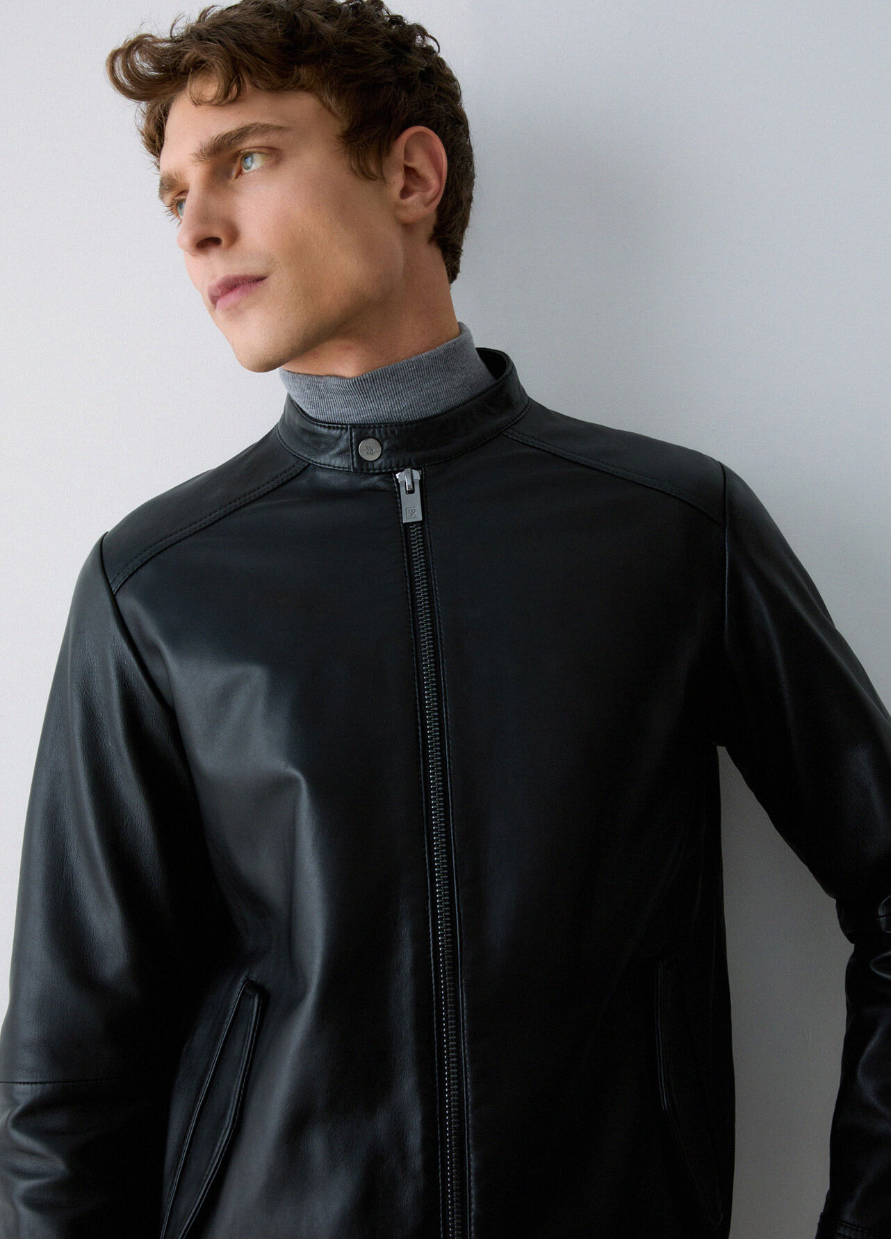 Giubbotto biker in pelle - BLACK