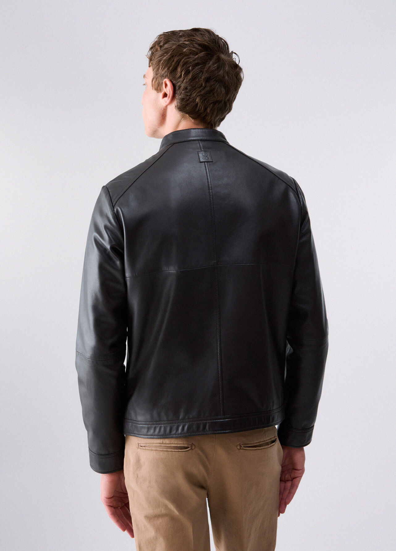 Giubbotto biker in pelle - CHOCOLATE BROWN