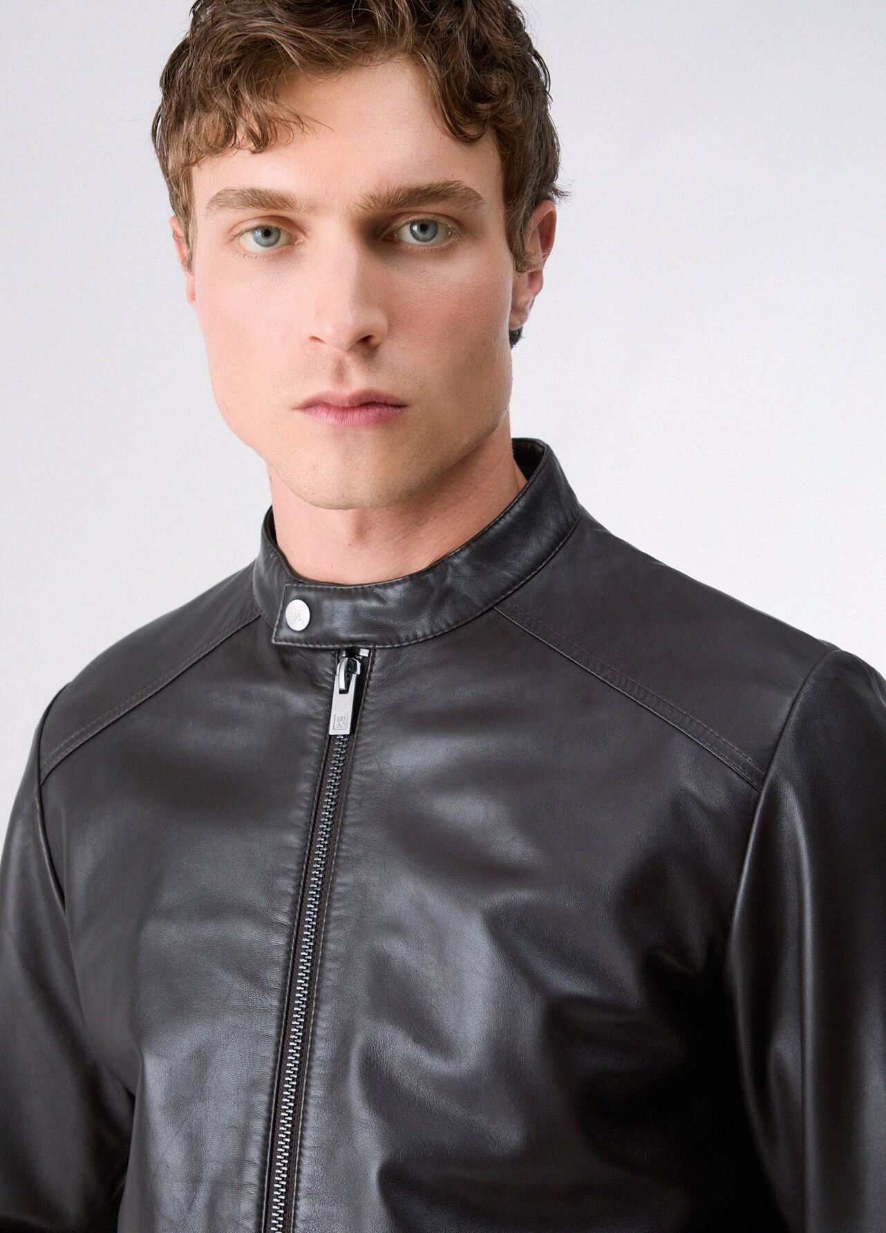 Giubbotto biker in pelle - CHOCOLATE BROWN