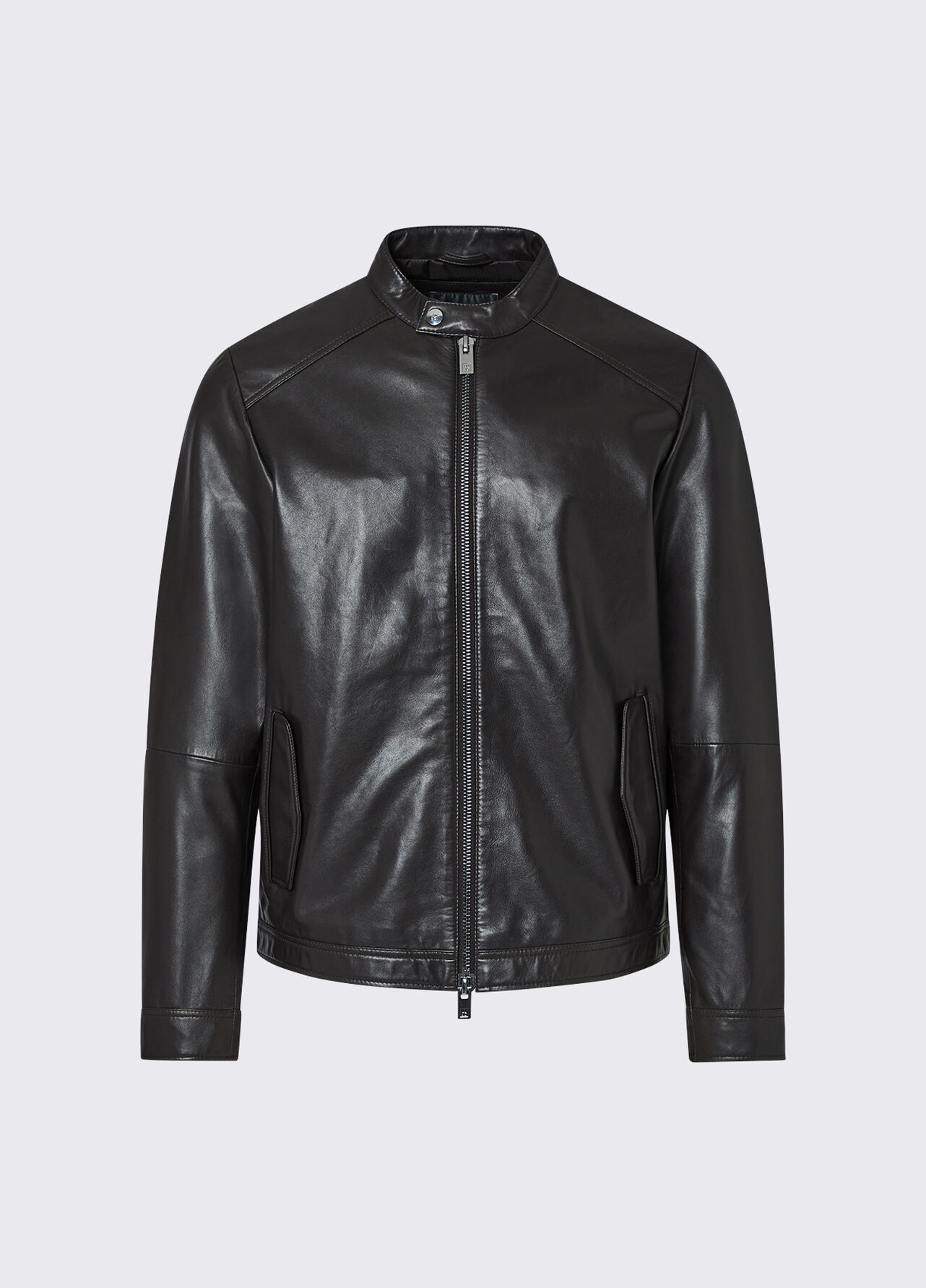Giubbotto biker in pelle - CHOCOLATE BROWN
