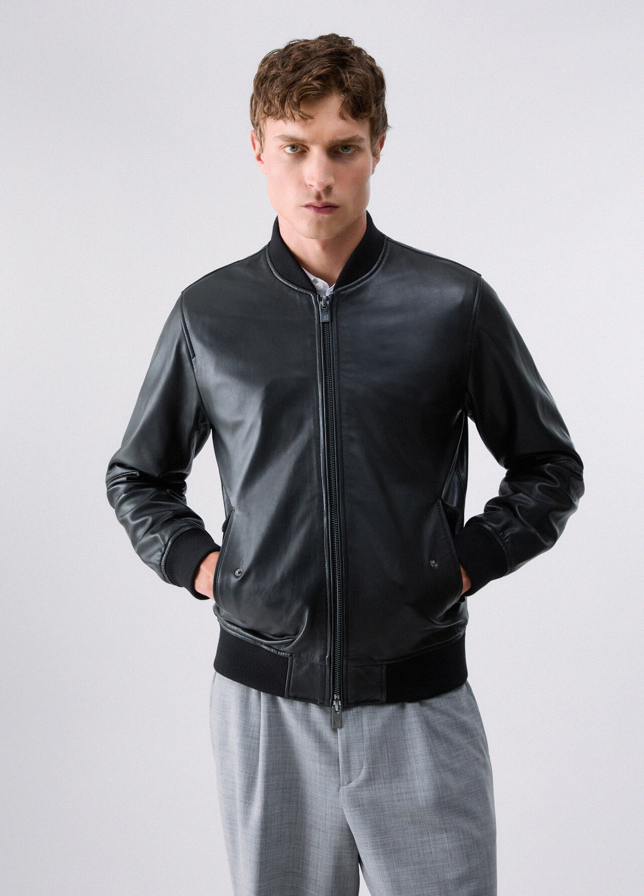 Bomber in pelle - BLACK