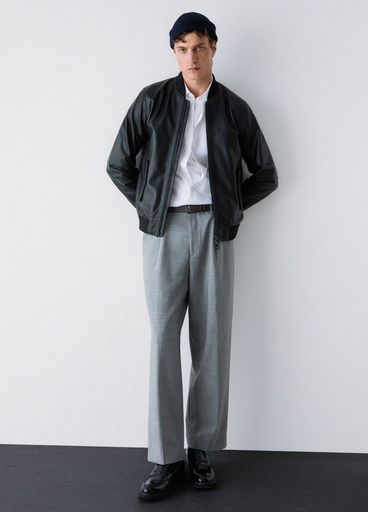Bomber in pelle - BLACK