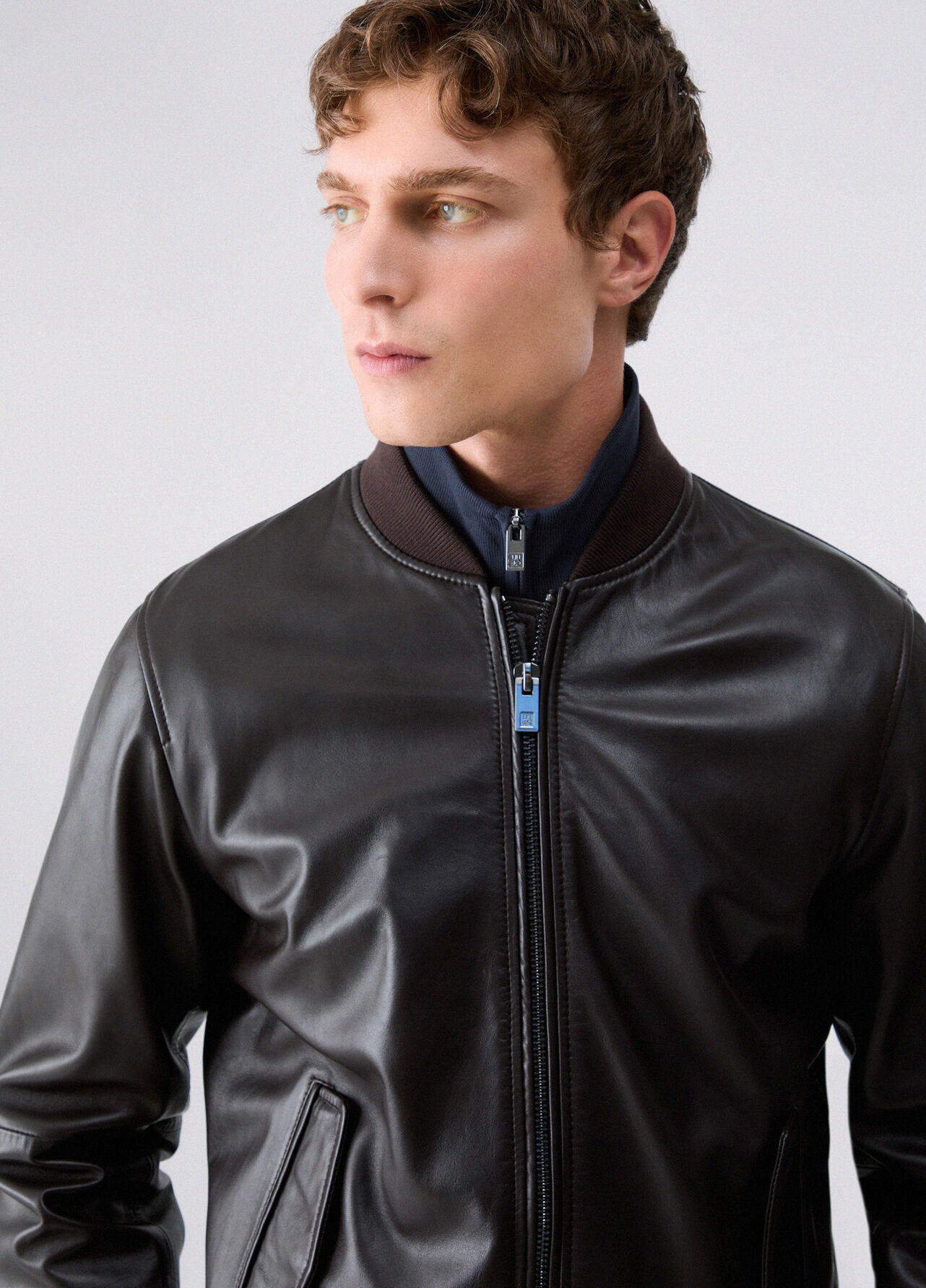 Bomber in pelle - CHOCOLATE BROWN