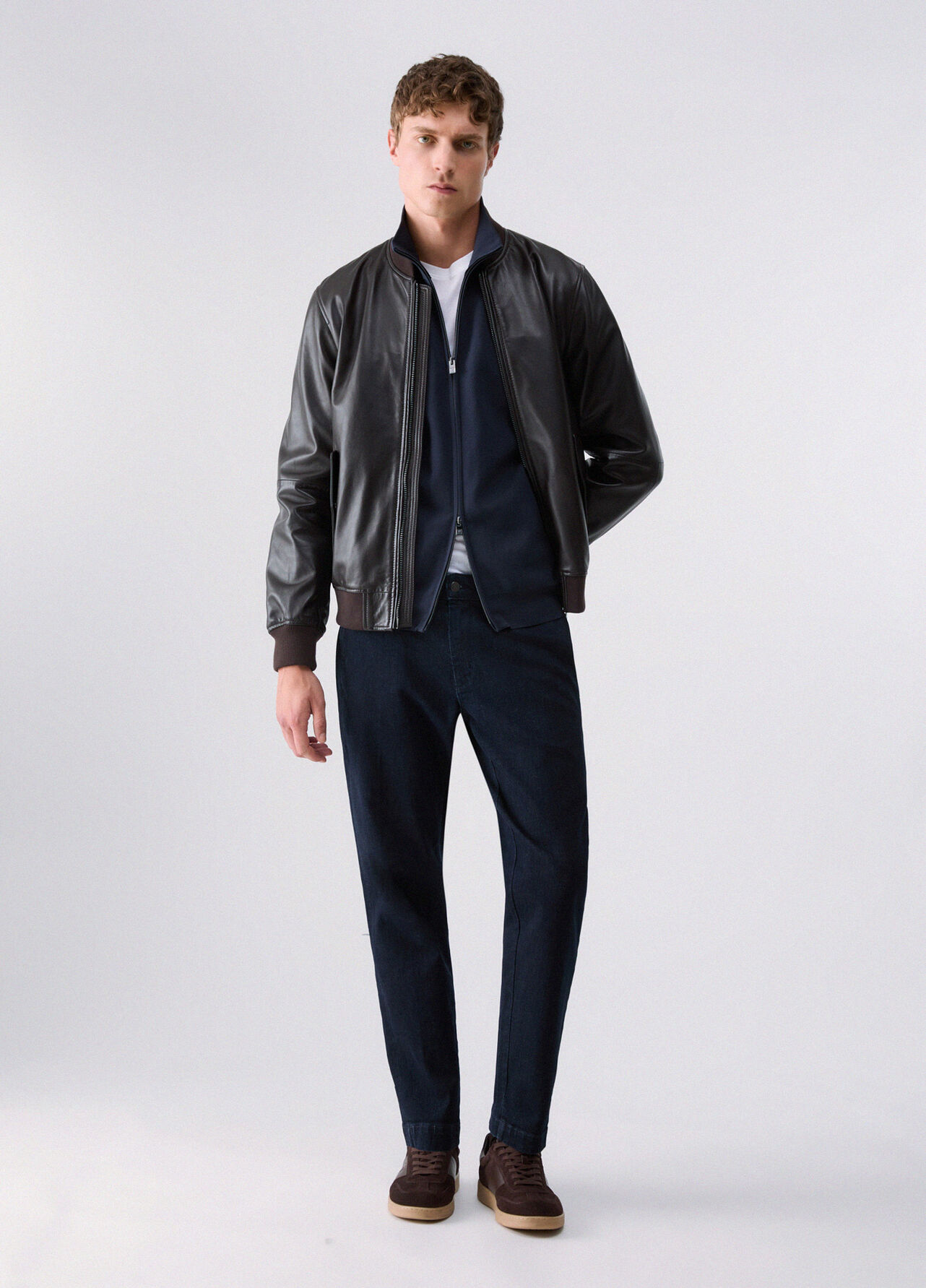 Bomber in pelle - CHOCOLATE BROWN