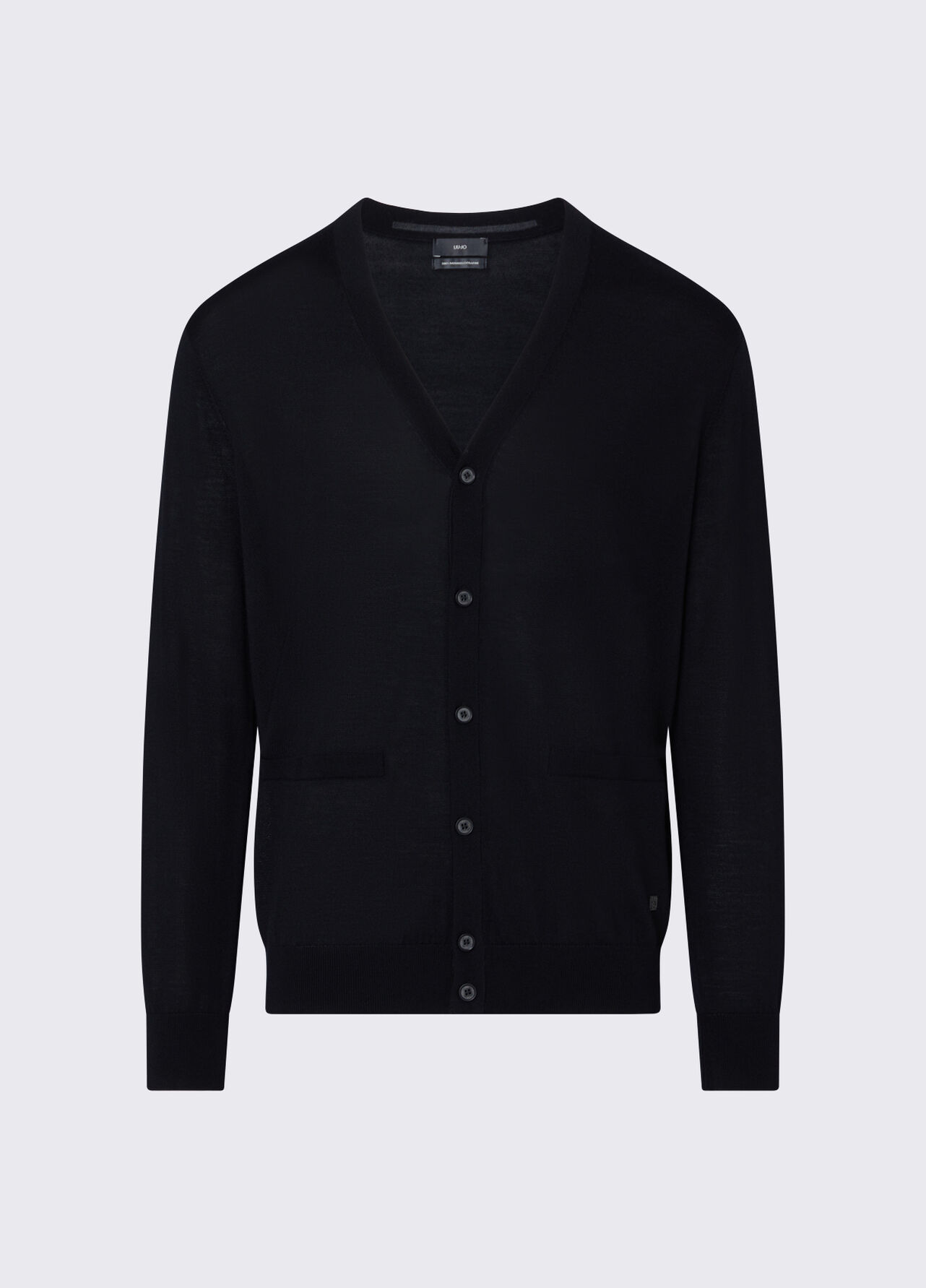 Cardigan in pura lana - BLACK