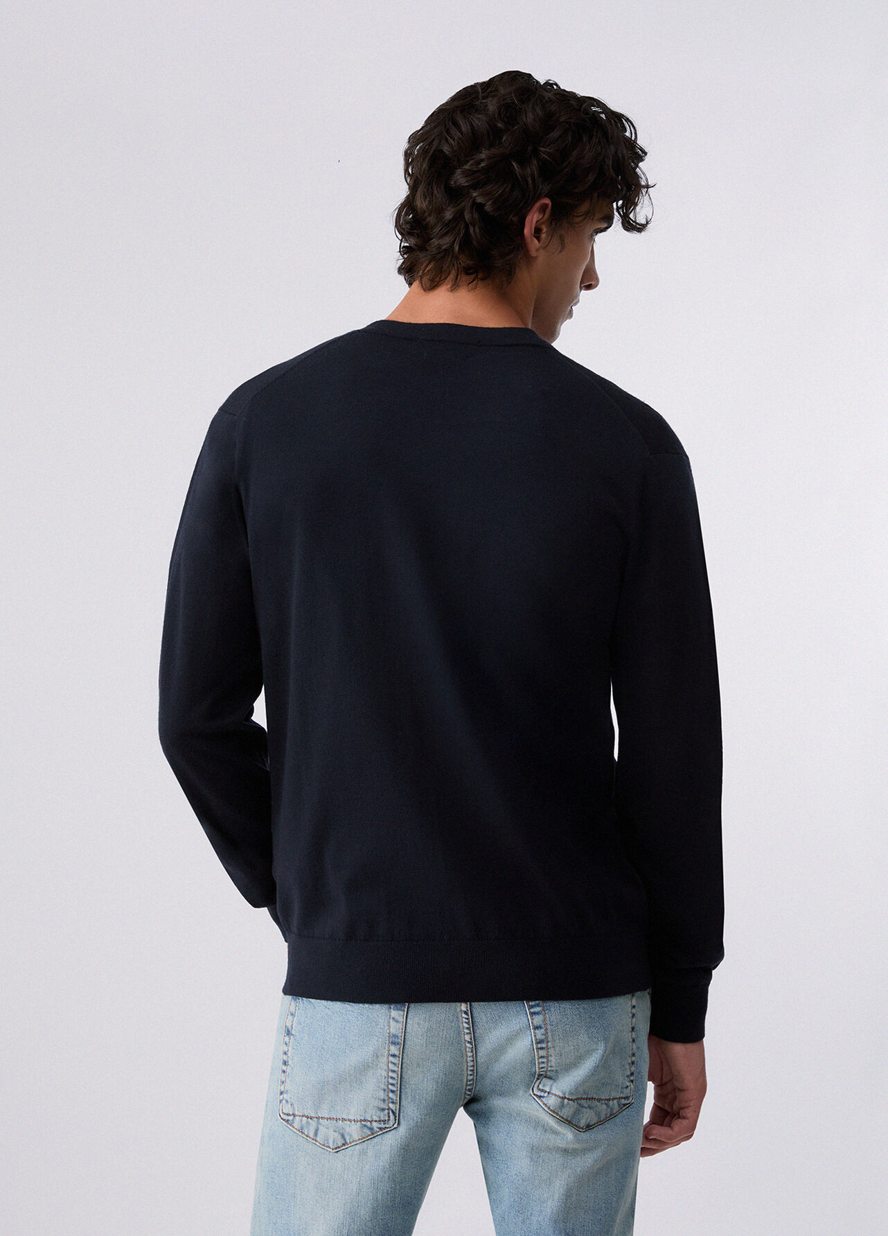 Cardigan in pura lana - DARK BLUE