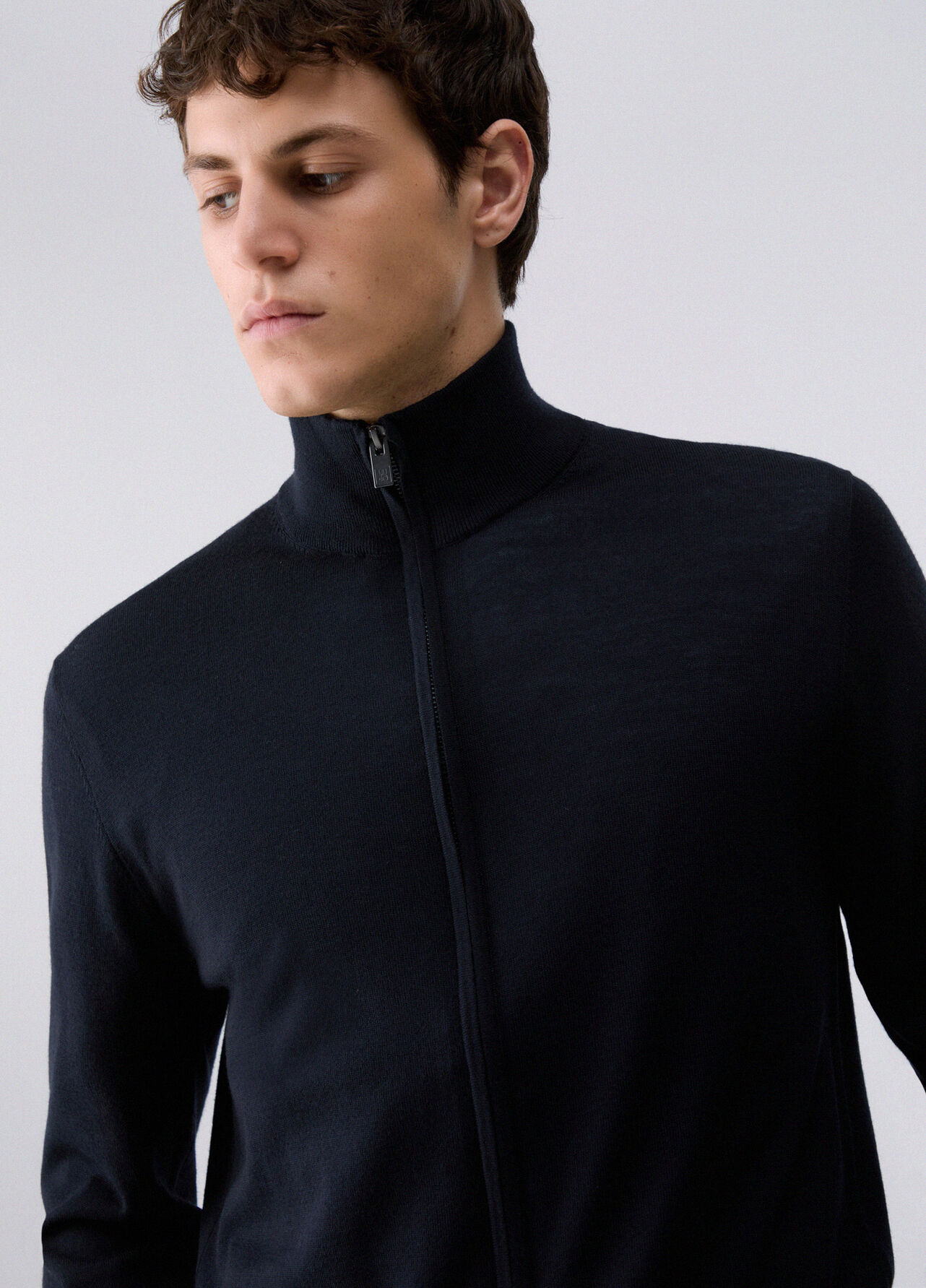 Cardigan in pura lana - DARK BLUE