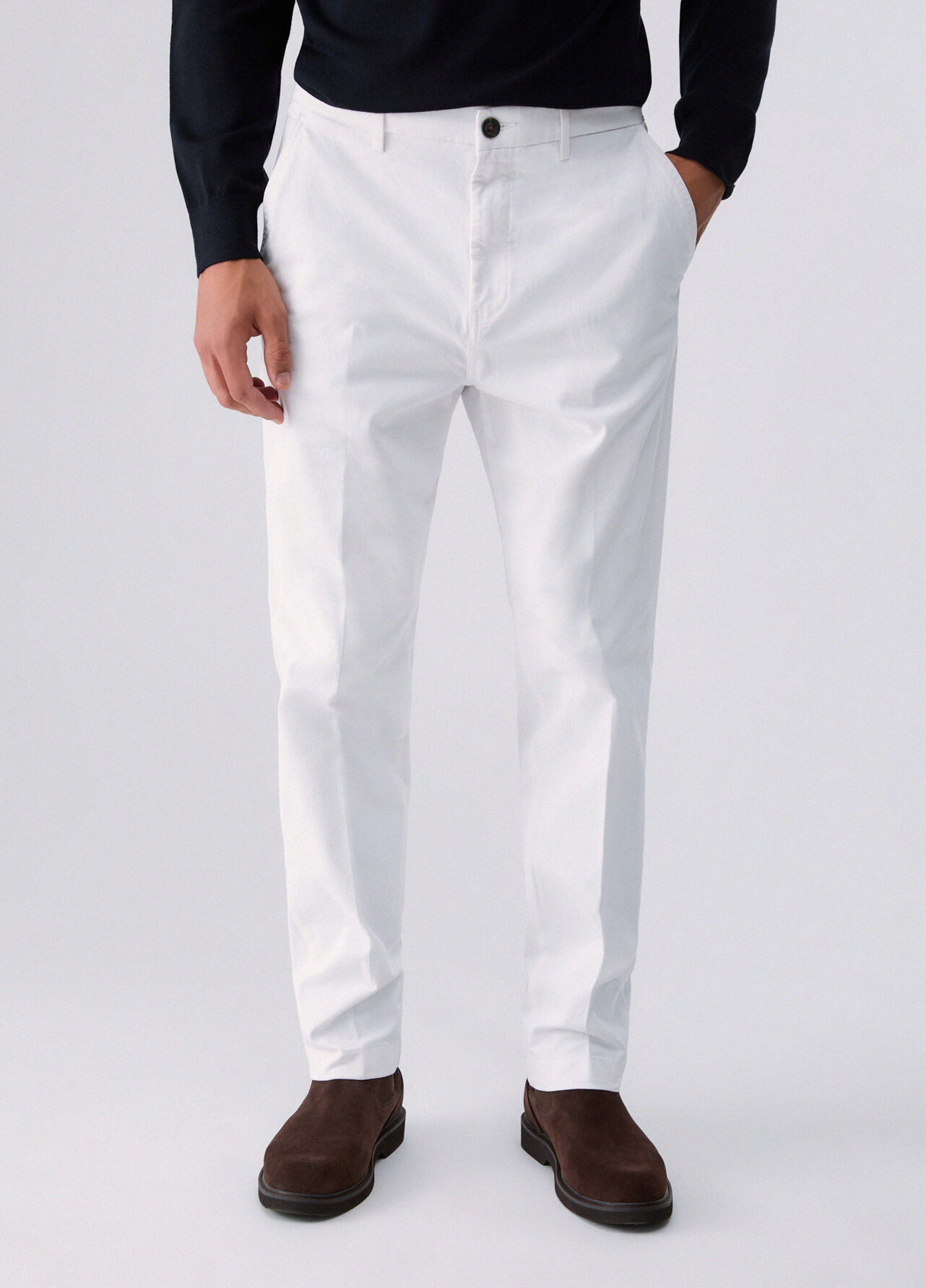 Pantaloni chino straight - WHITE