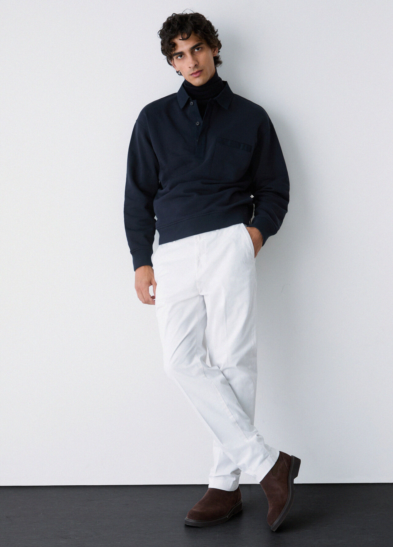 Pantaloni chino straight - WHITE