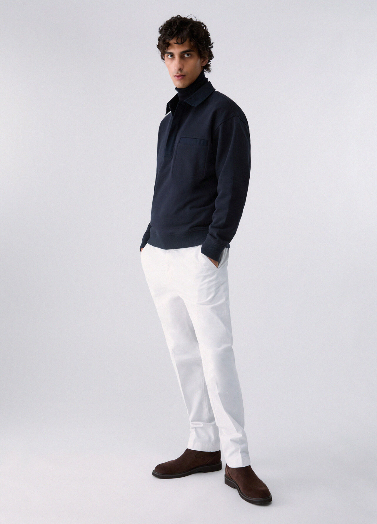 Felpa con colletto - DARK BLUE