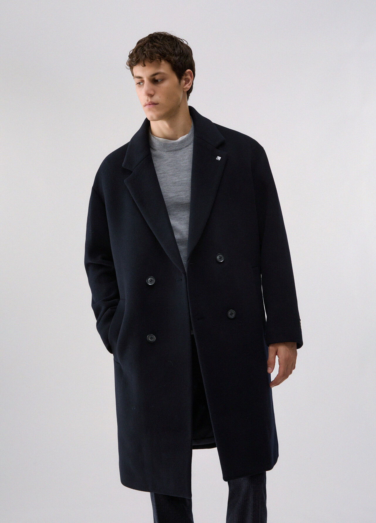 Cappotto in lana e cashmere - DARK BLUE