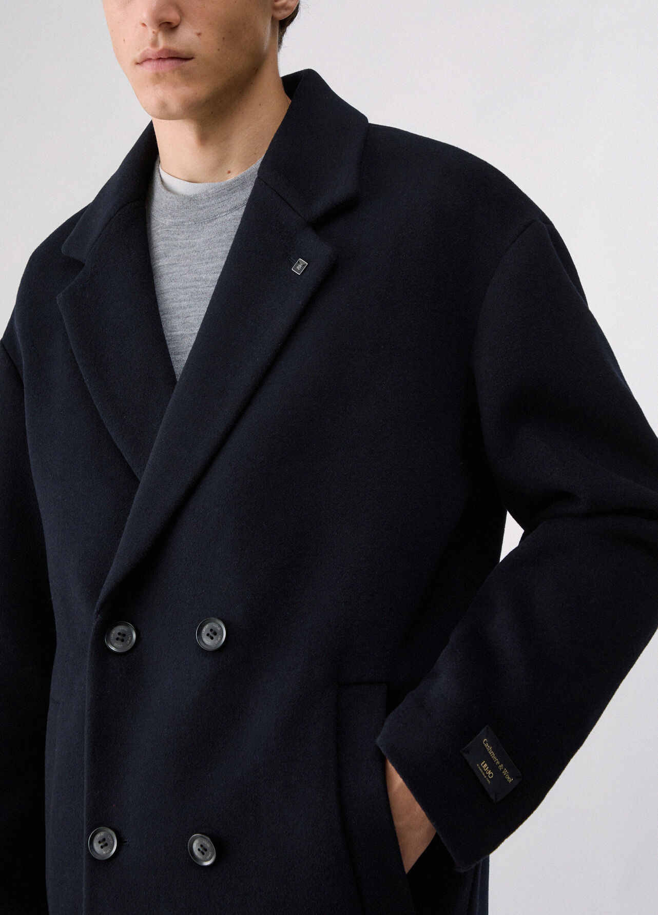 Cappotto in lana e cashmere - DARK BLUE