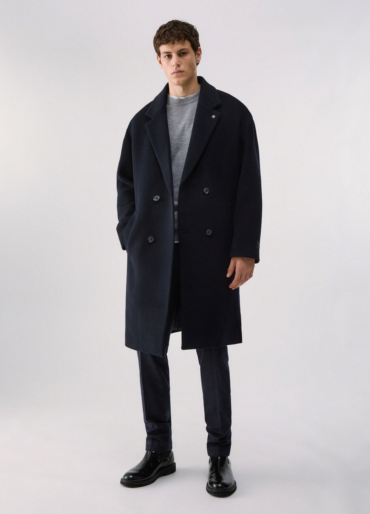 Cappotto in lana e cashmere - DARK BLUE