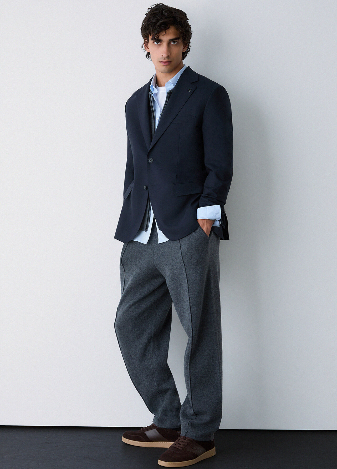 Blazer in misto lana - DARK BLUE