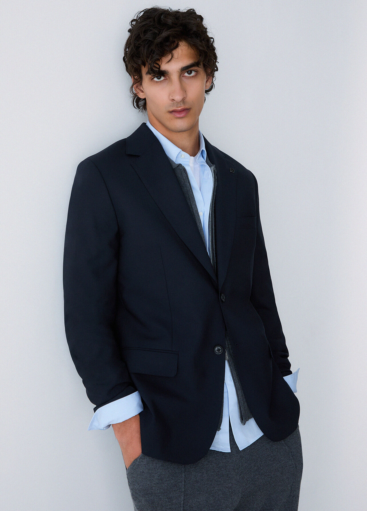 Blazer in misto lana - DARK BLUE