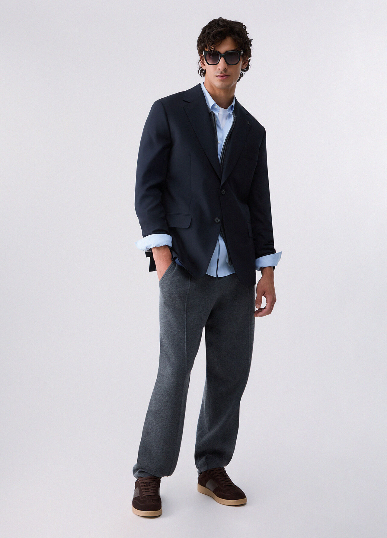 Blazer in misto lana - DARK BLUE