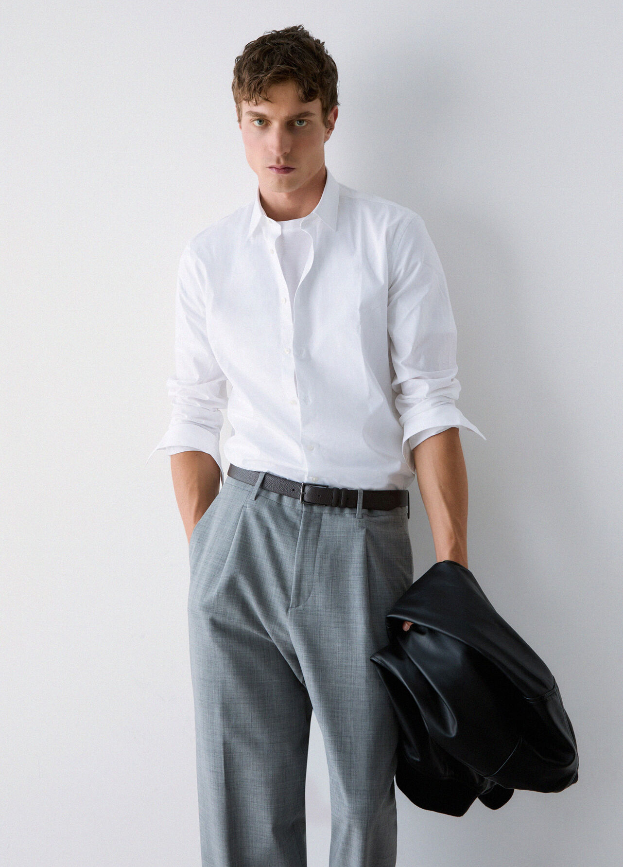Camicia slim fit in popeline - WHITE