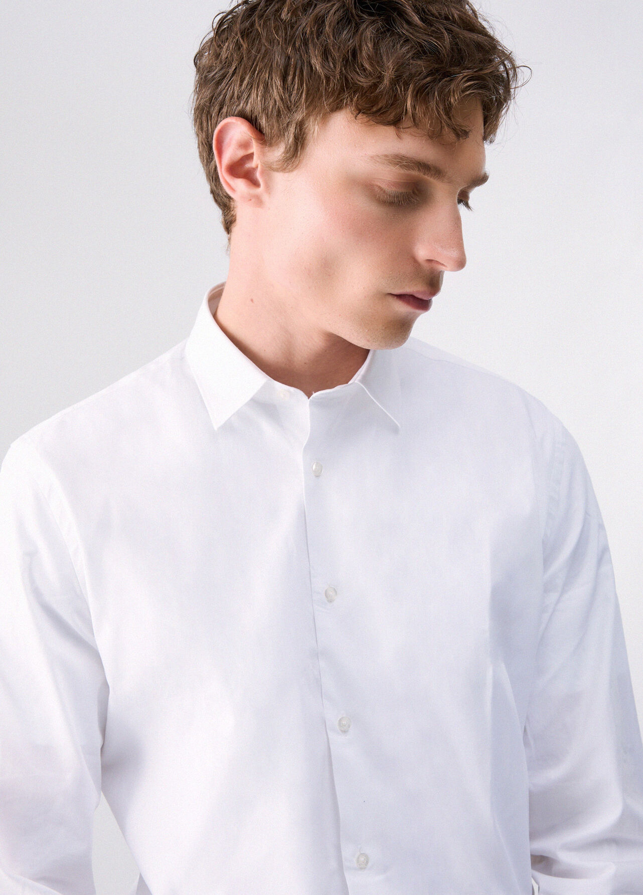 Camicia slim fit in popeline - WHITE
