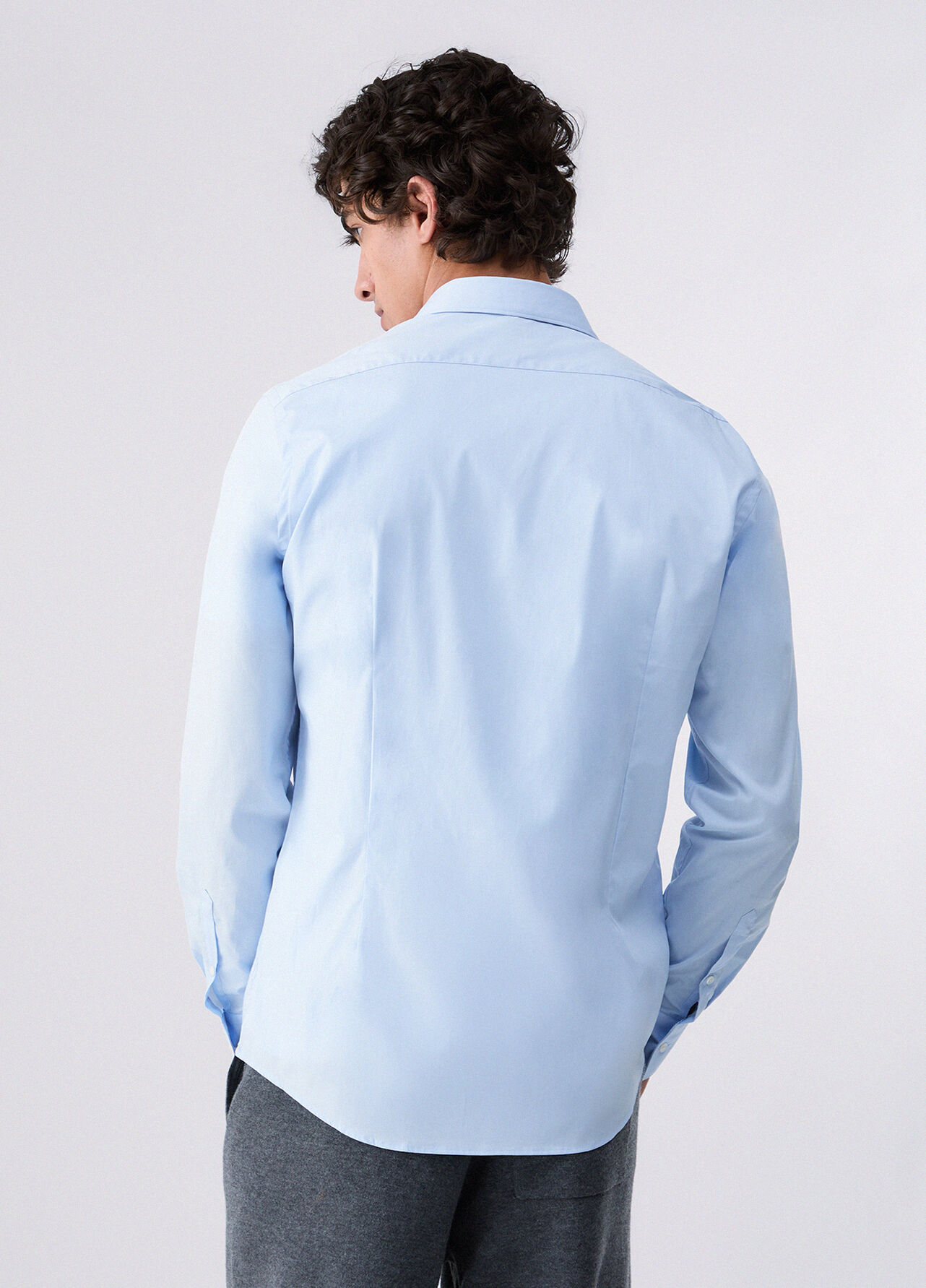 Camicia slim fit in popeline - LIGHT BLUE