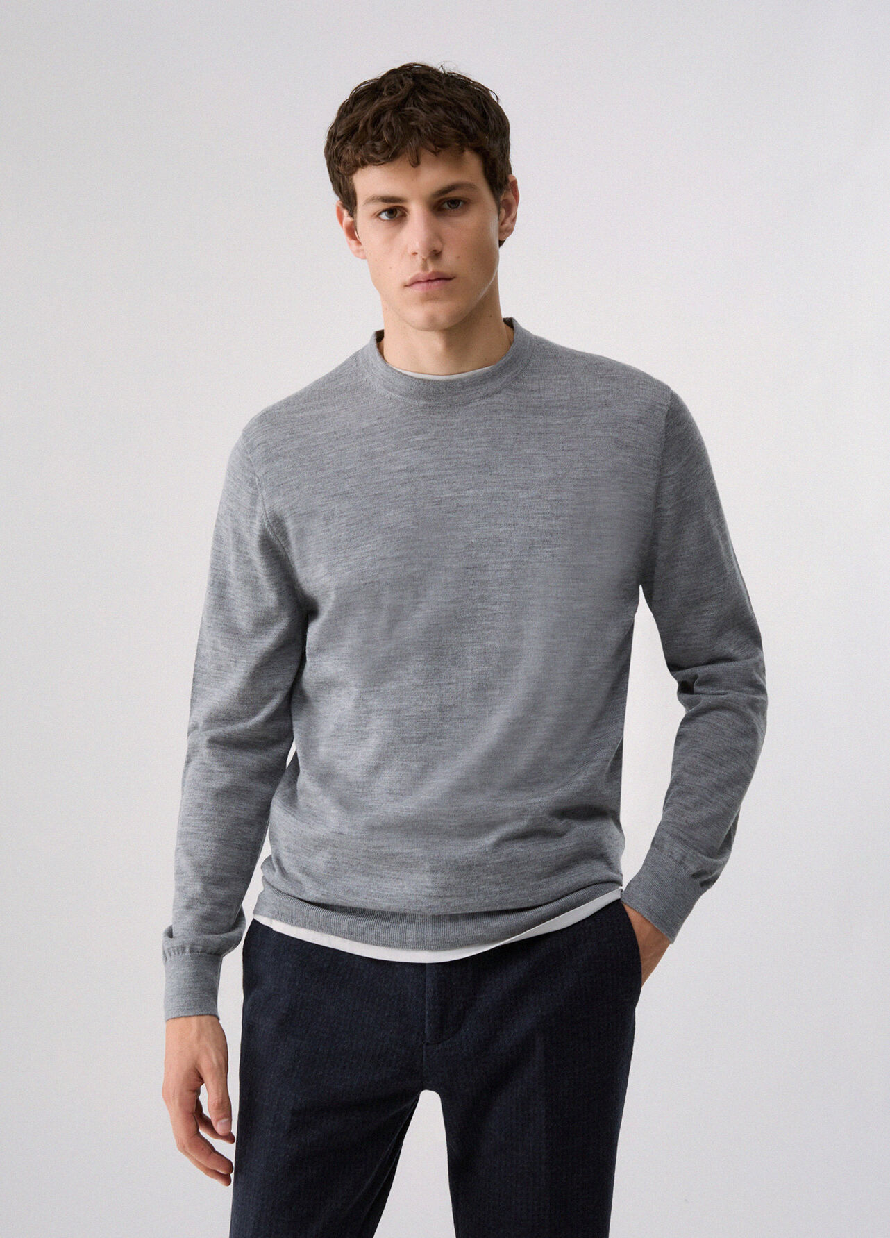 Maglia in lana merino - MELANGE GREY