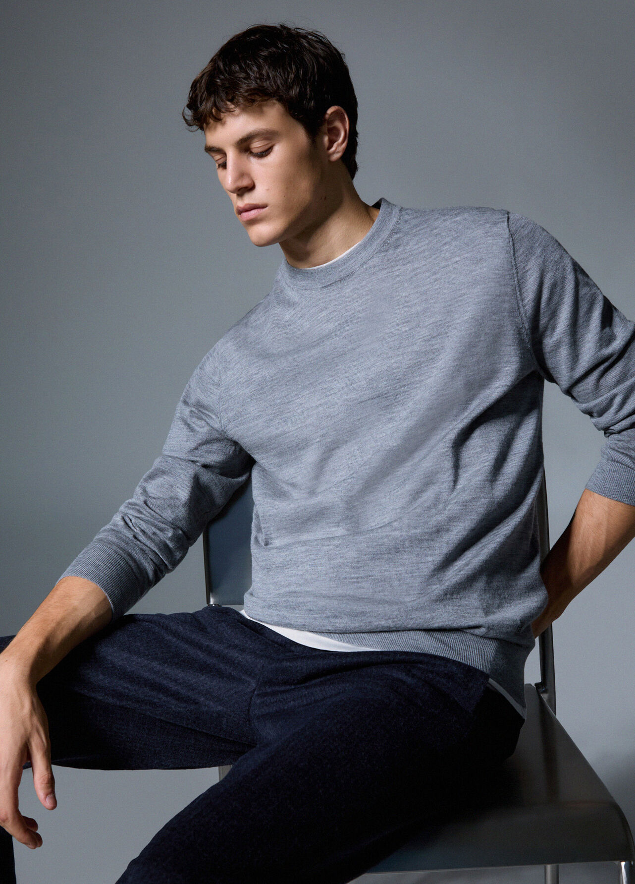Maglia in lana merino - MELANGE GREY