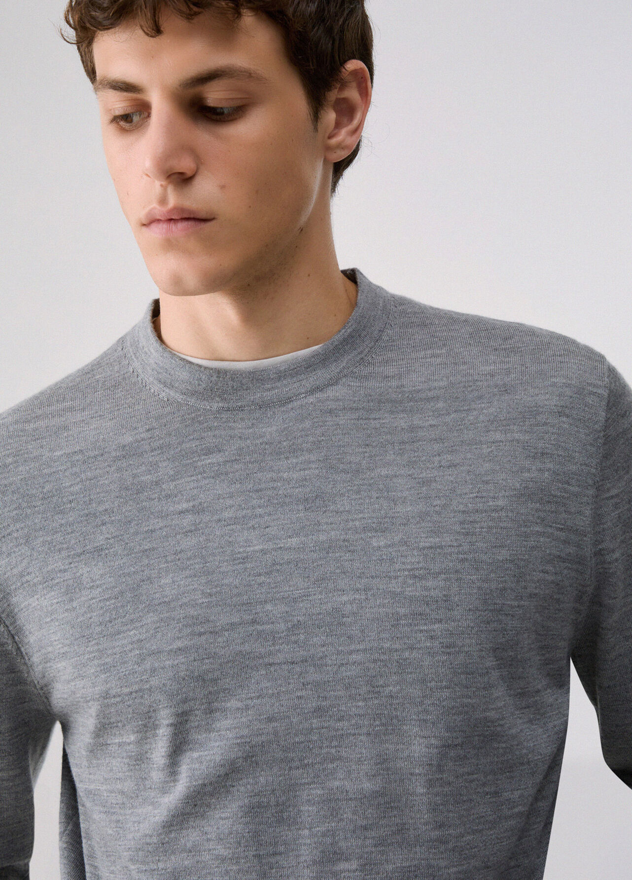 Maglia in lana merino - MELANGE GREY