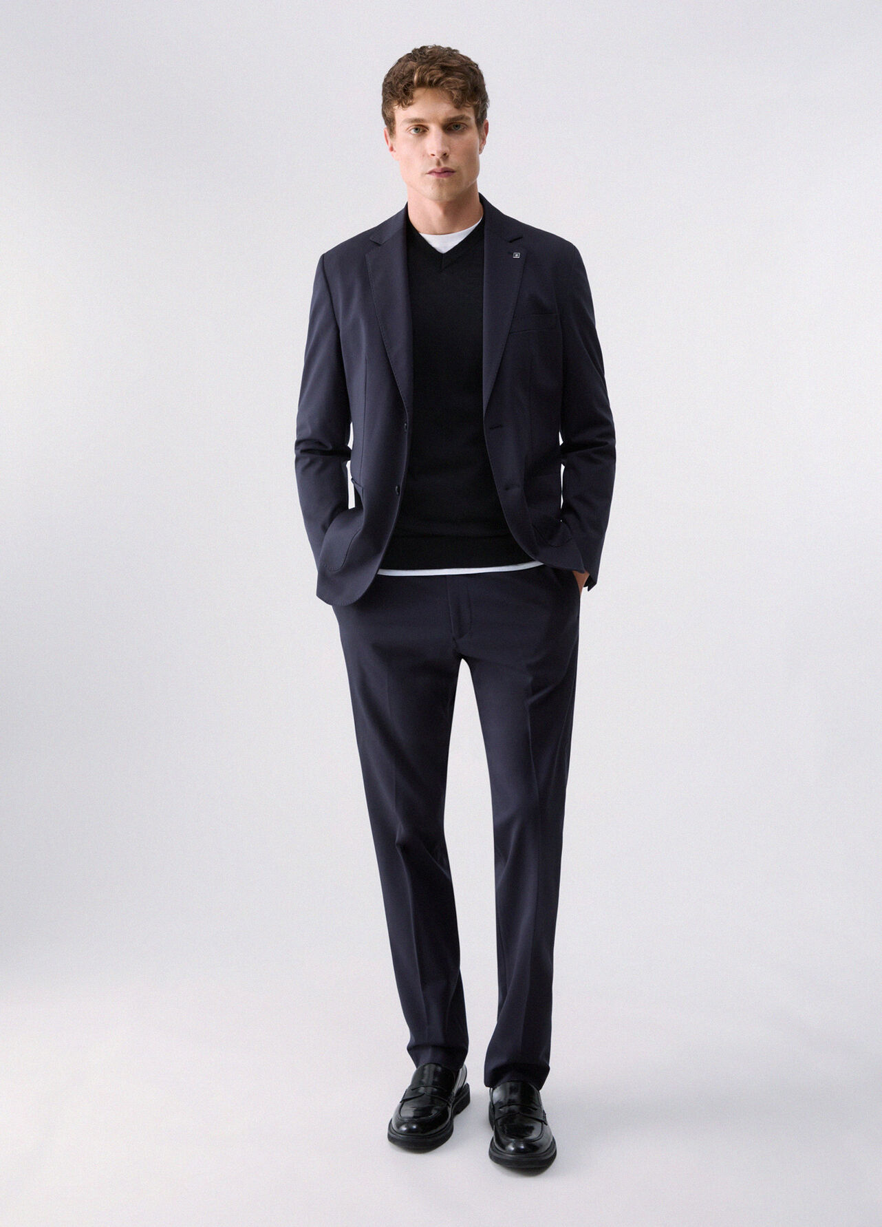 Pantaloni eleganti in jersey - DARK BLUE