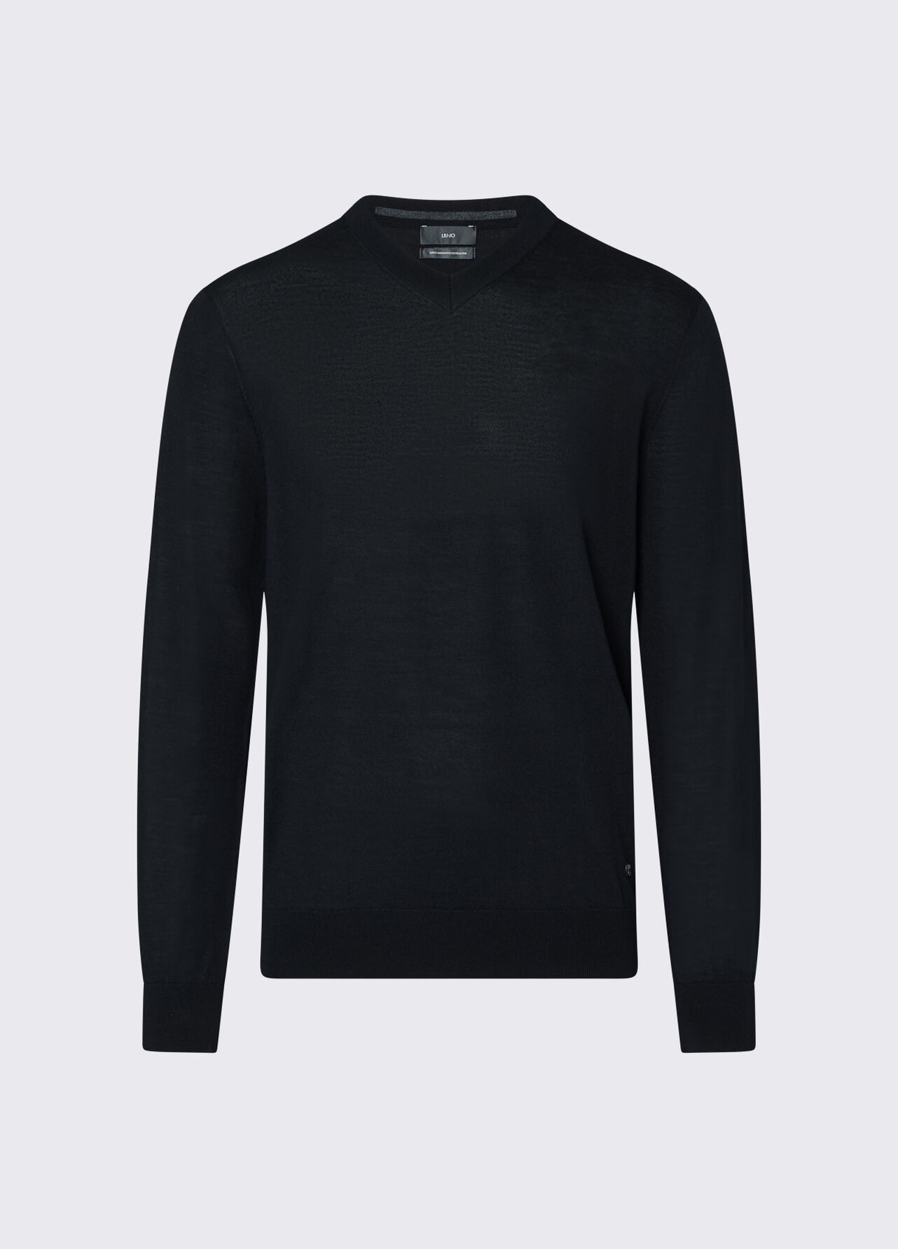 Maglia scollo a V in lana merino - BLACK
