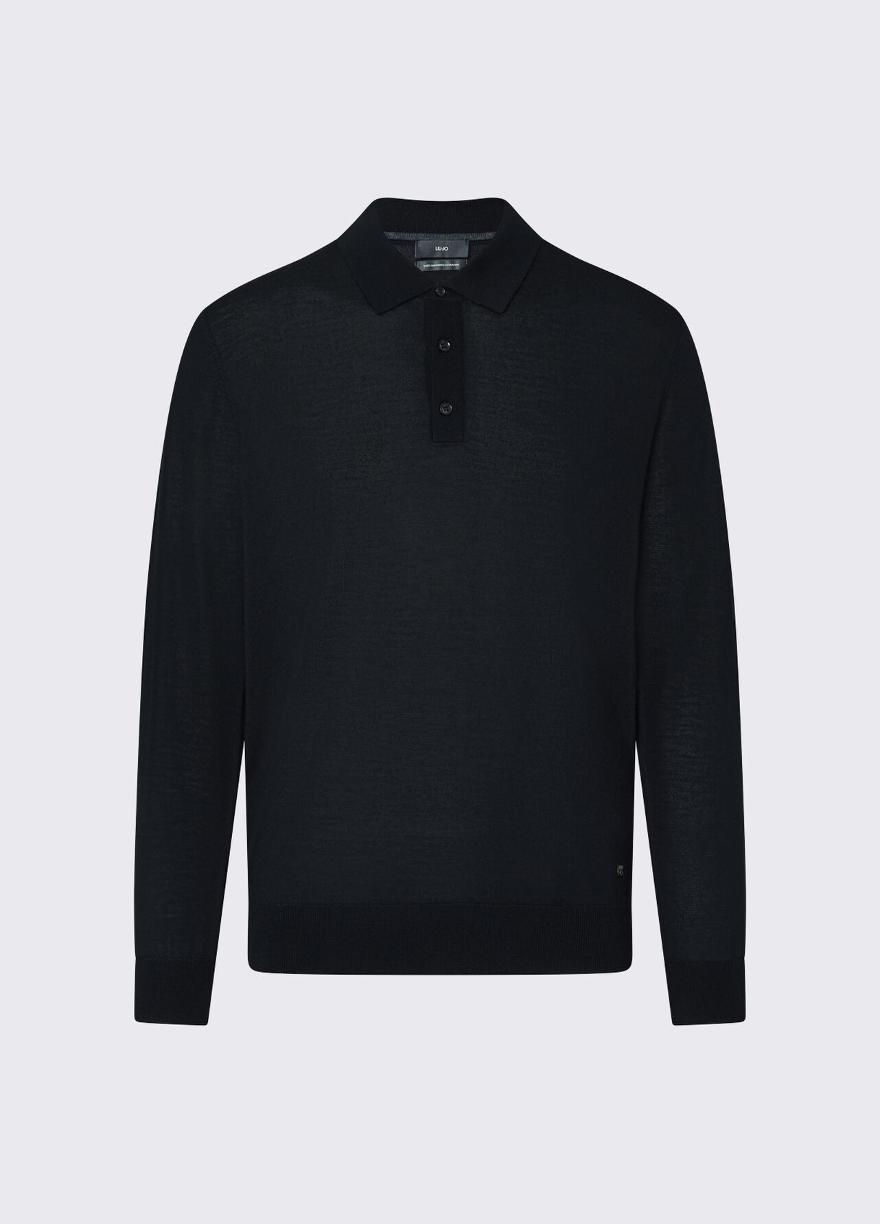 Polo in lana merino - BLACK