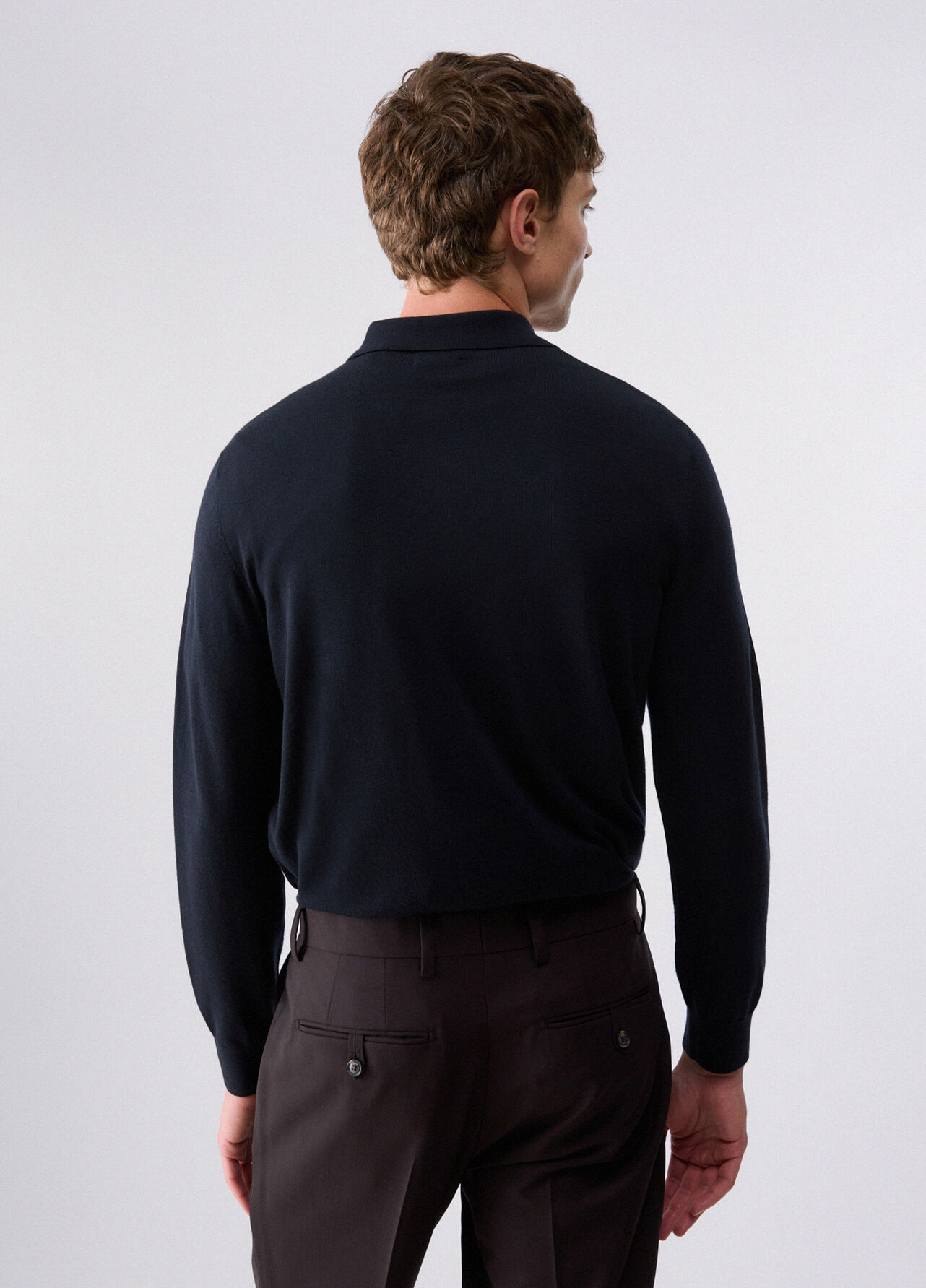 Polo in lana merino - DARK BLUE