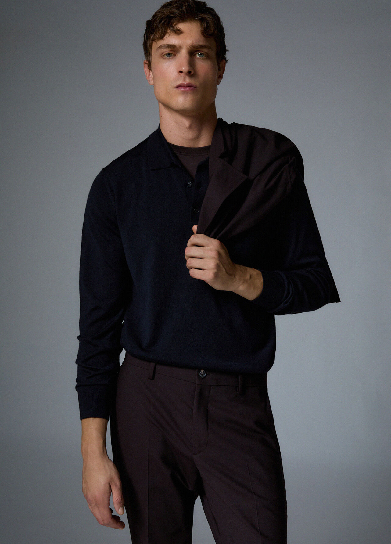 Polo in lana merino - DARK BLUE