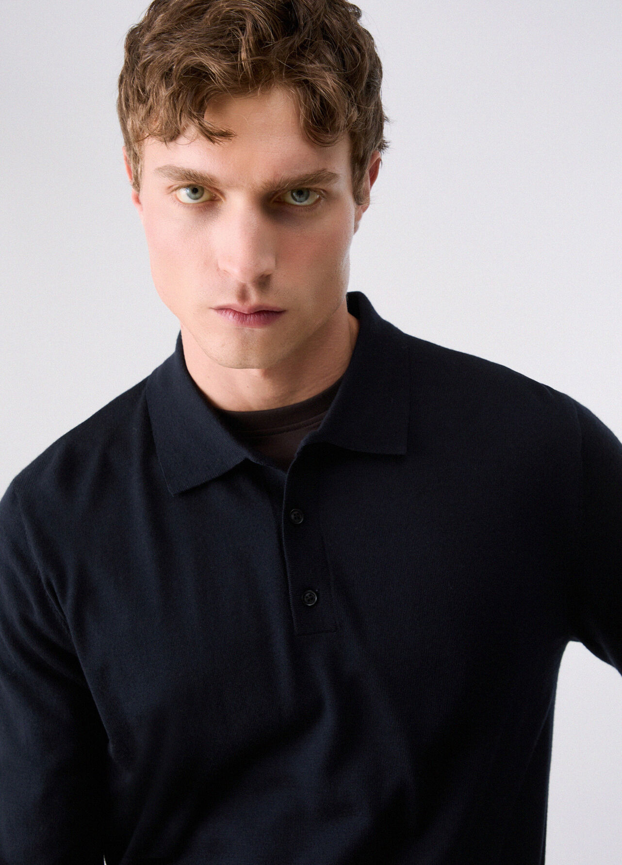 Polo in lana merino - DARK BLUE