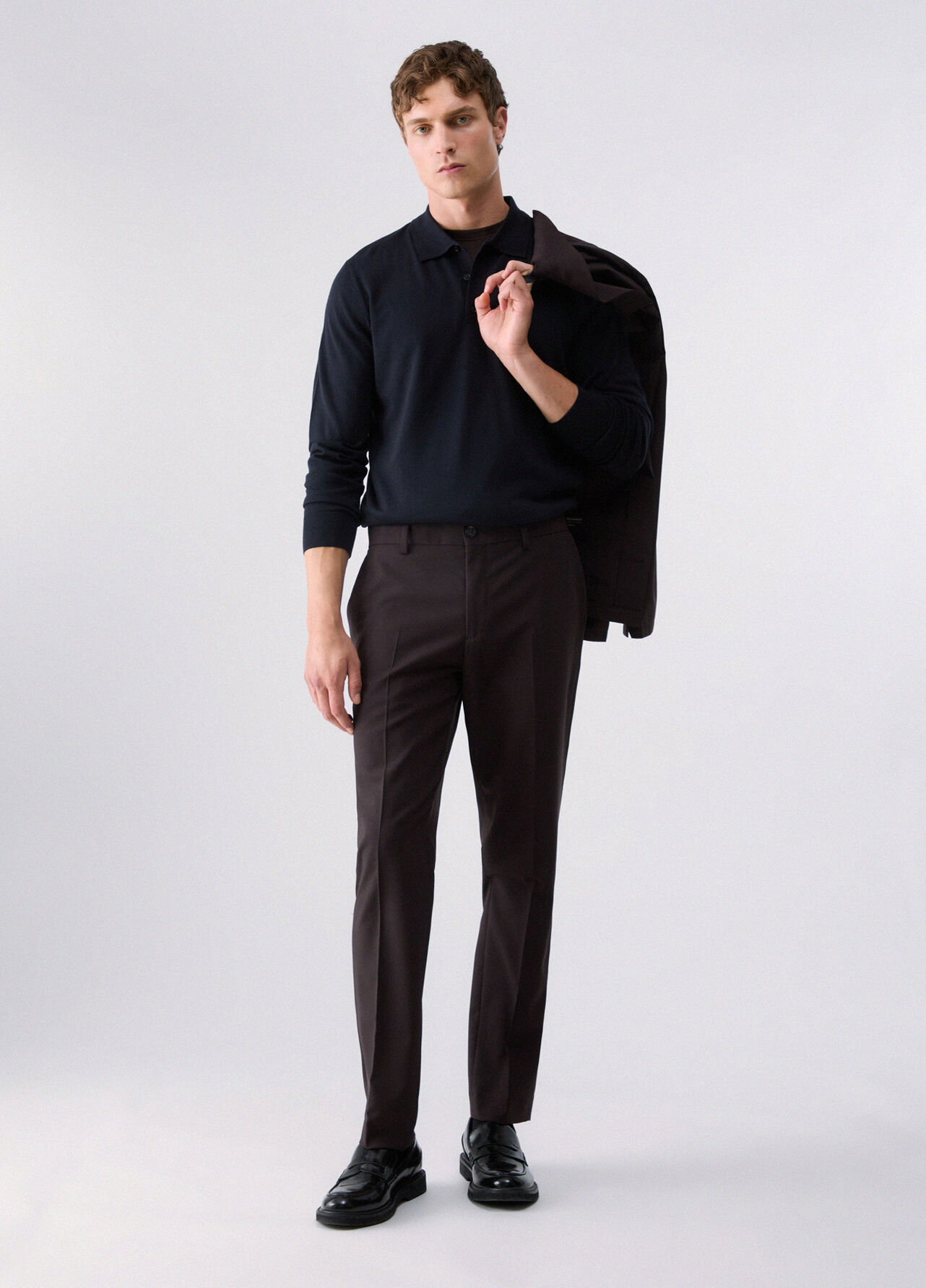 Polo in lana merino - DARK BLUE