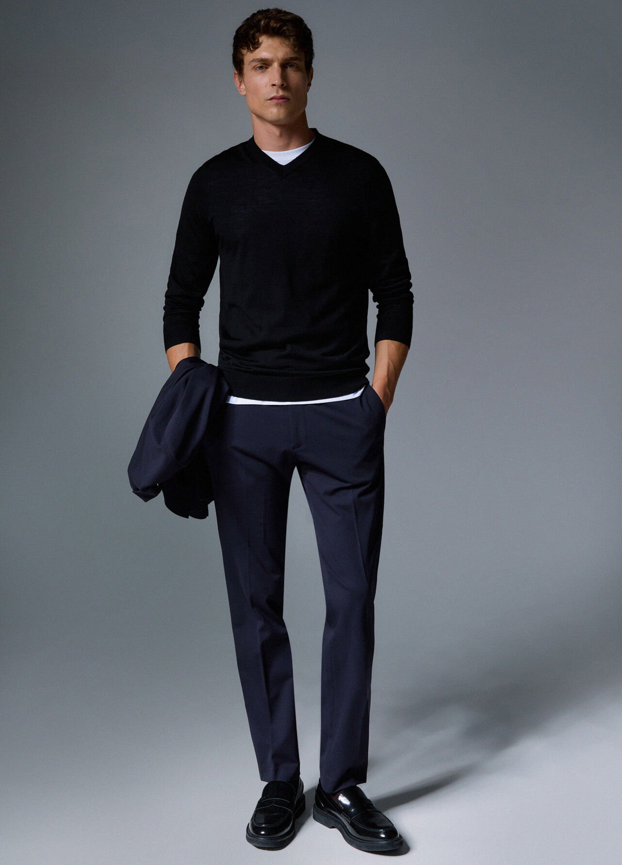 Pantaloni eleganti in jersey - DARK BLUE