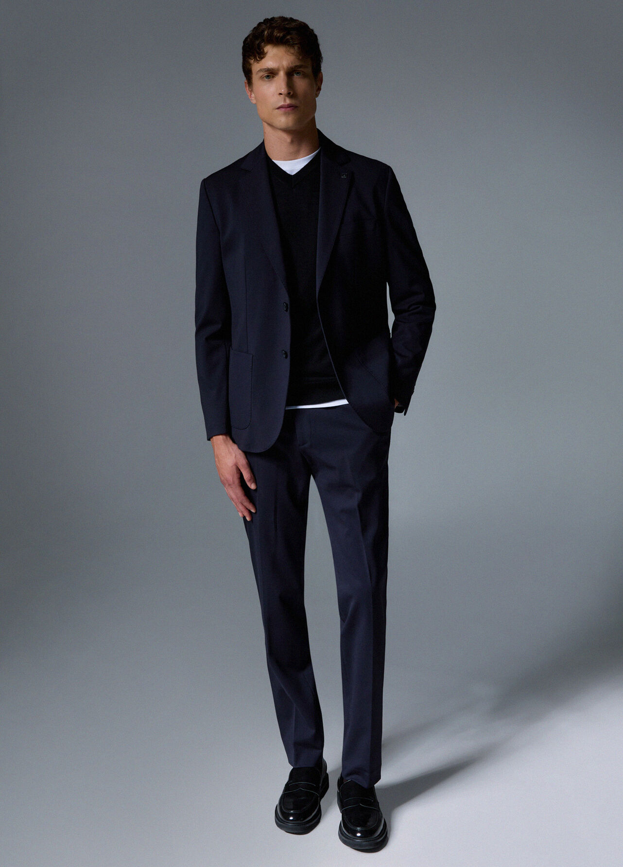 Pantaloni eleganti in jersey - DARK BLUE