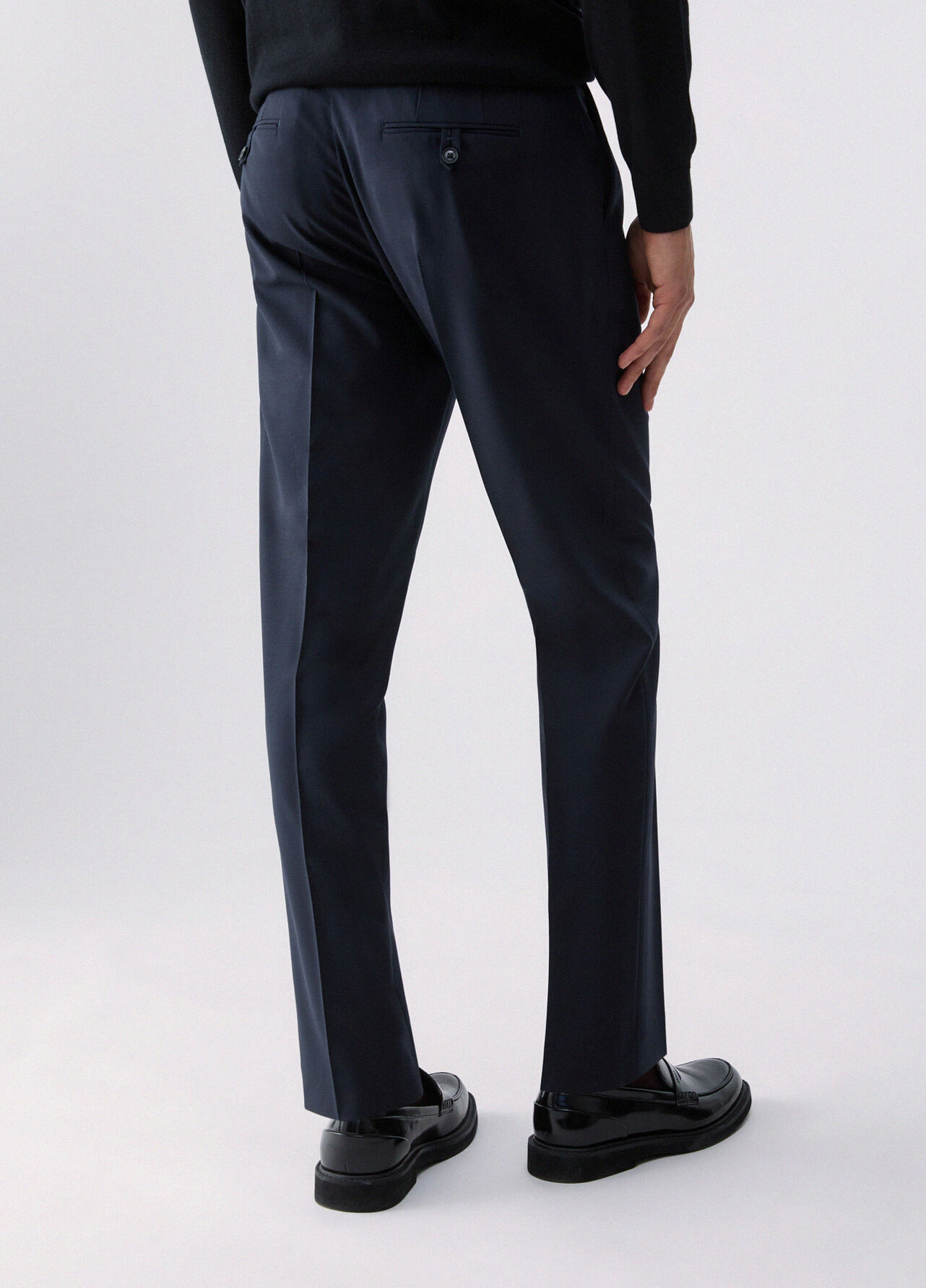 Pantaloni tapered fit in misto lana - DARK BLUE