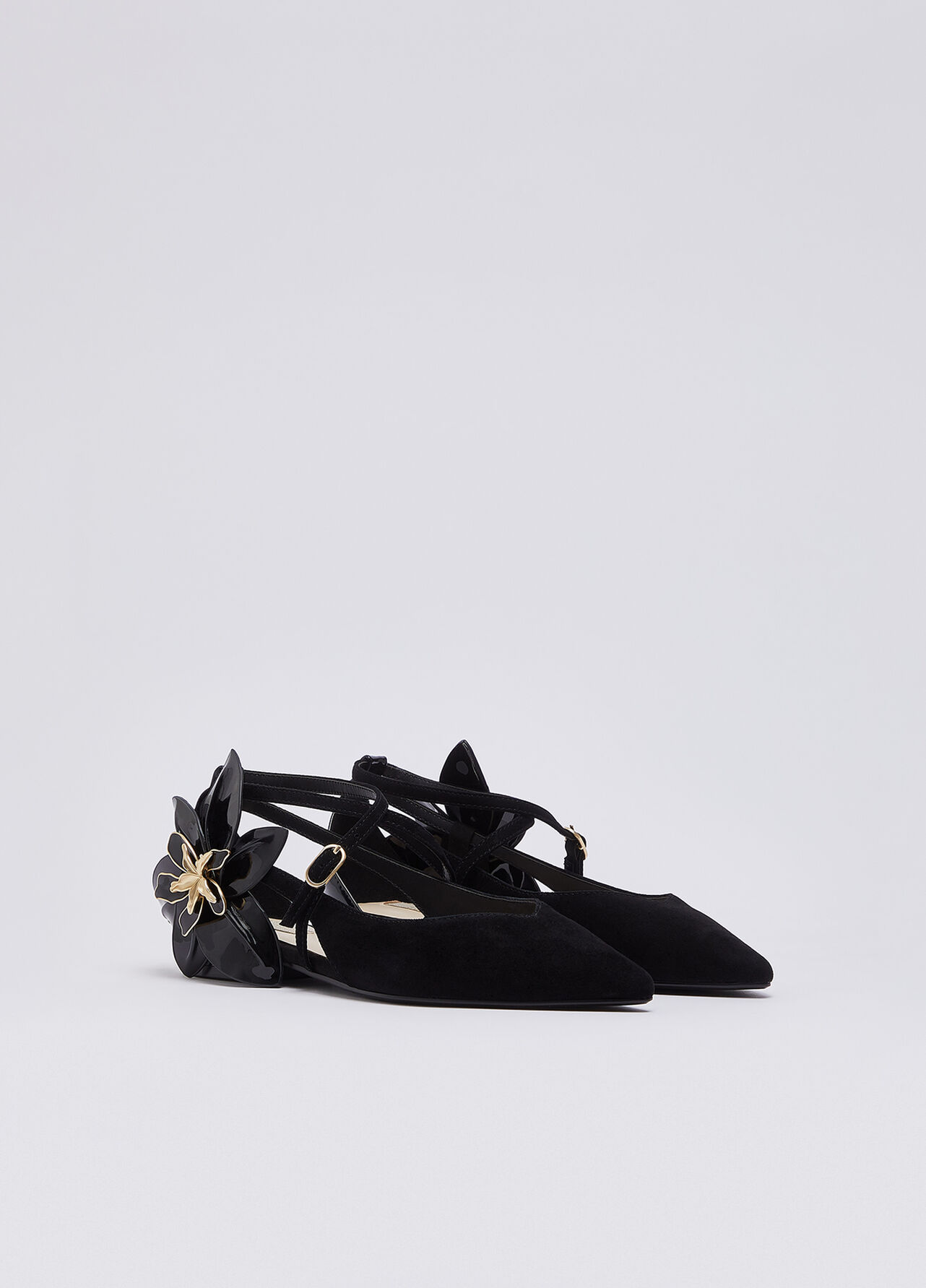 Ballerine con maxi fiore - BLACK
