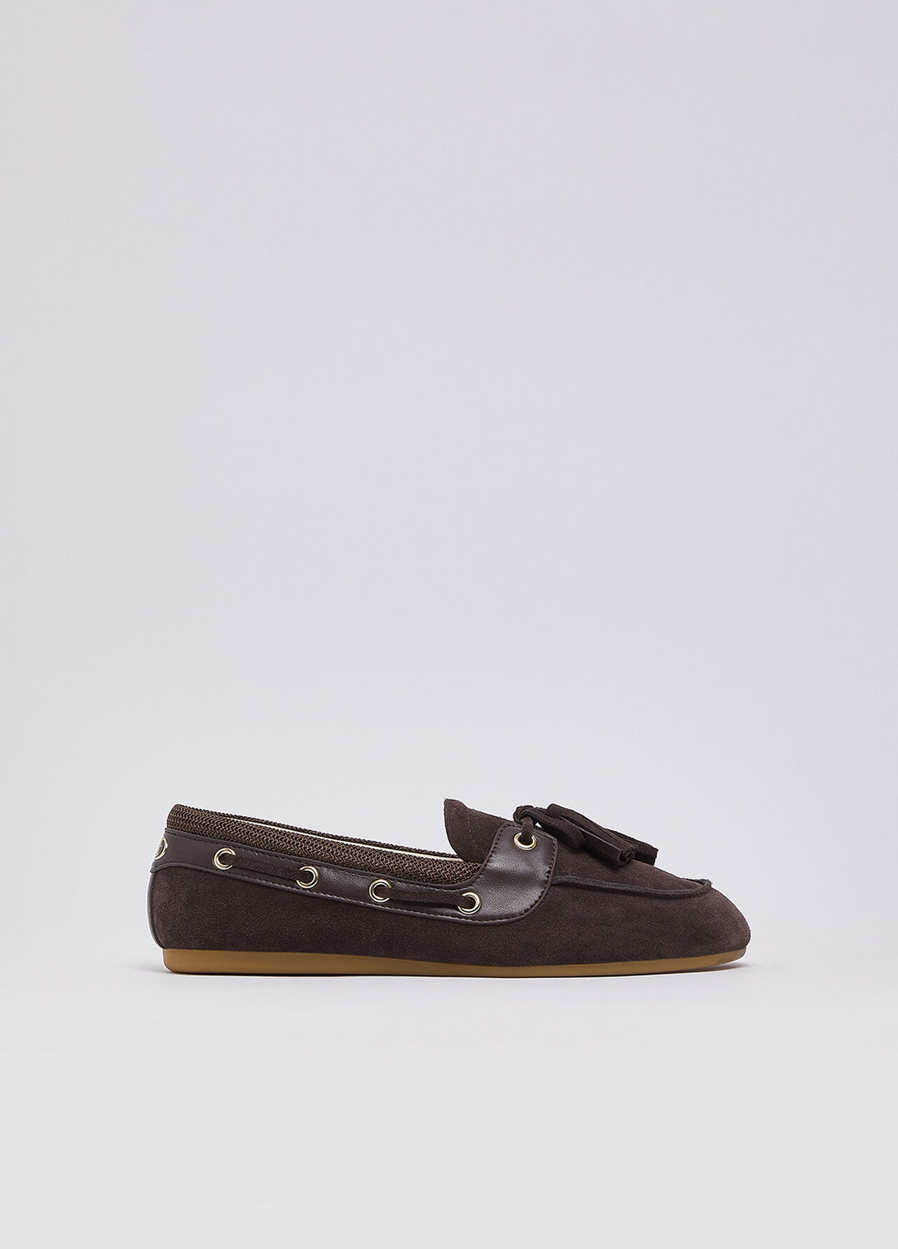 Mocassini in suede con nappine - MOCHA