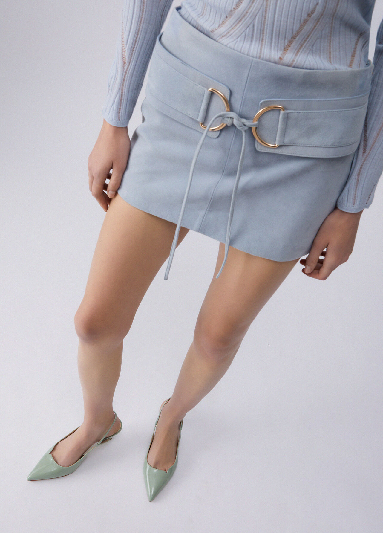 Slingback in vernice - SAGE GREEN