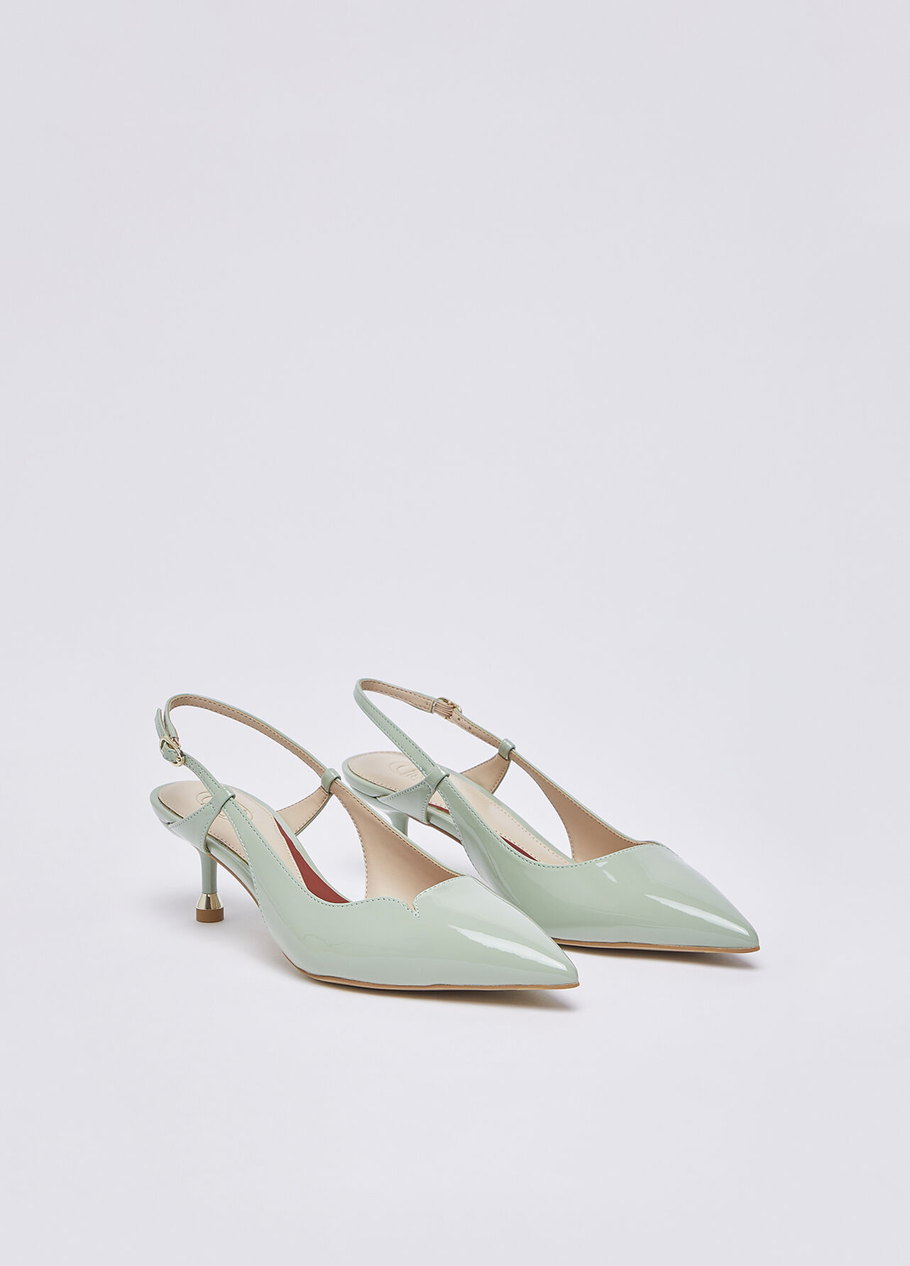 Slingback in vernice - SAGE GREEN