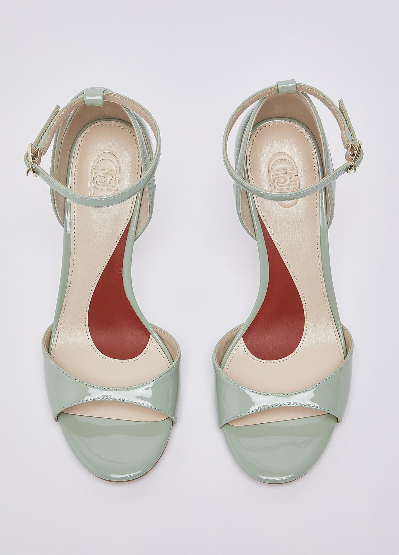 Sandali in vernice con tacco - SAGE GREEN