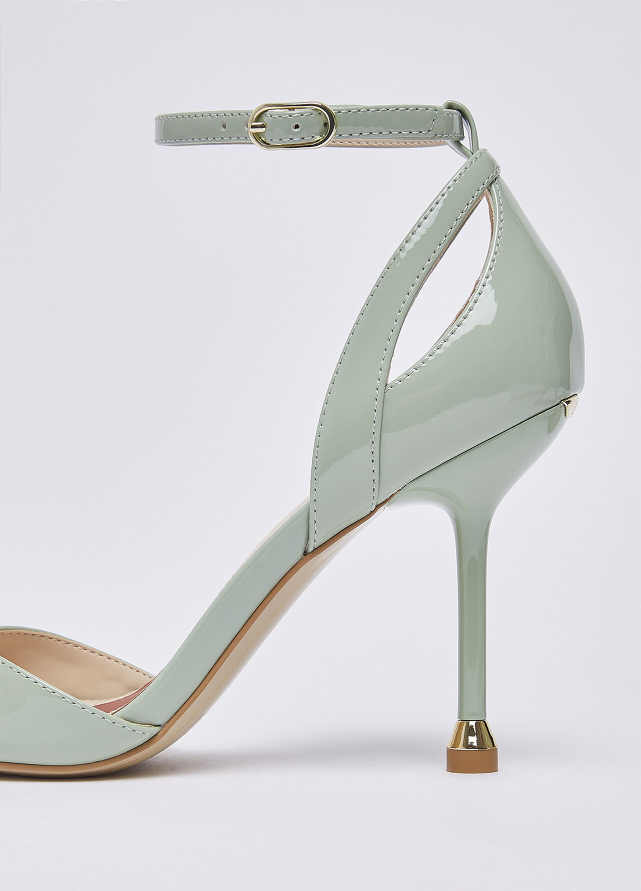 Sandali in vernice con tacco - SAGE GREEN