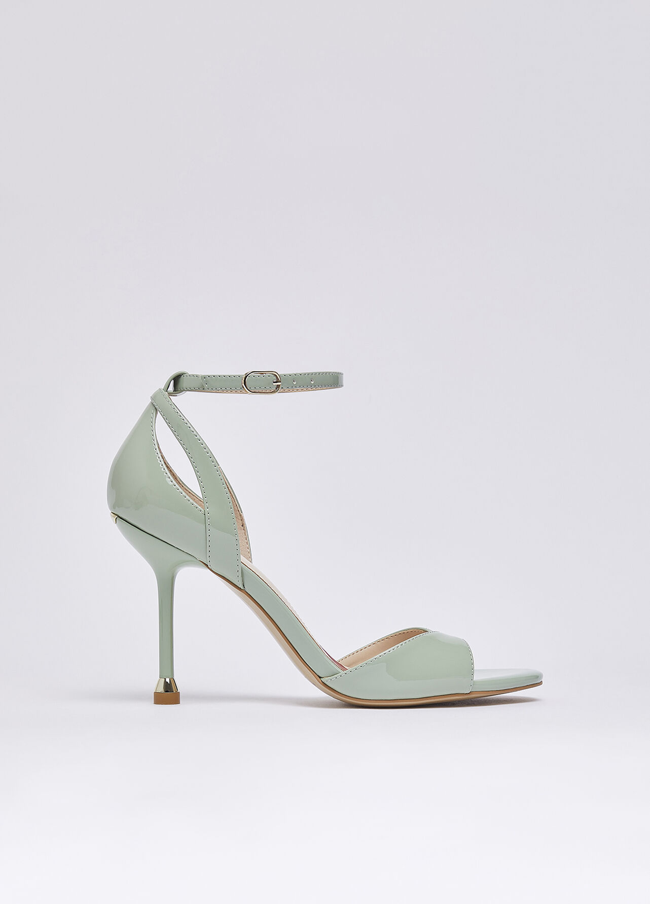 Sandali in vernice con tacco - SAGE GREEN