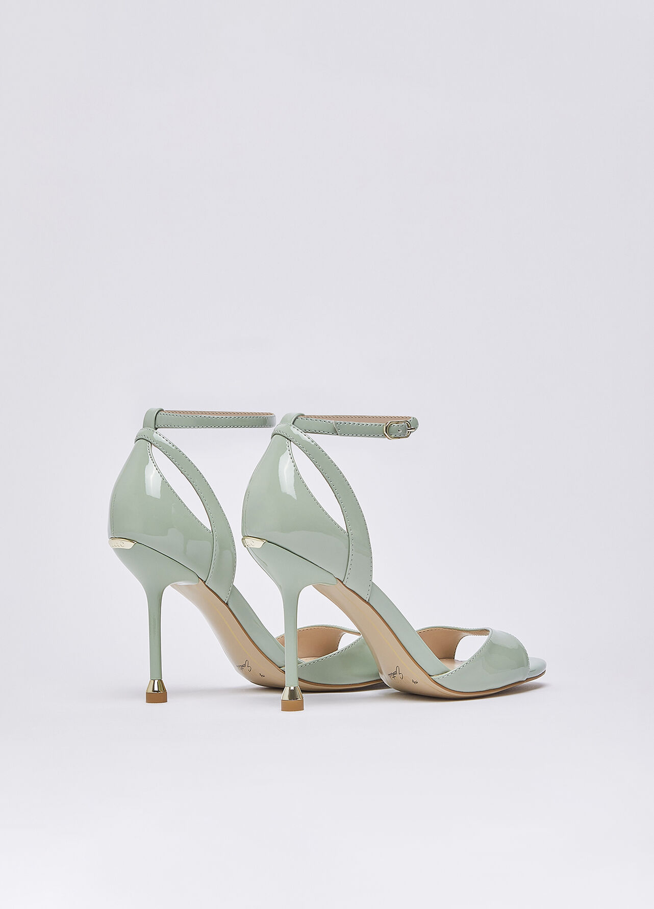 Sandali in vernice con tacco - SAGE GREEN
