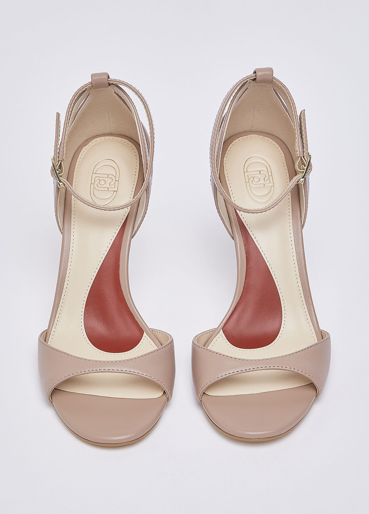 Sandali in nappa con tacco - NUDE