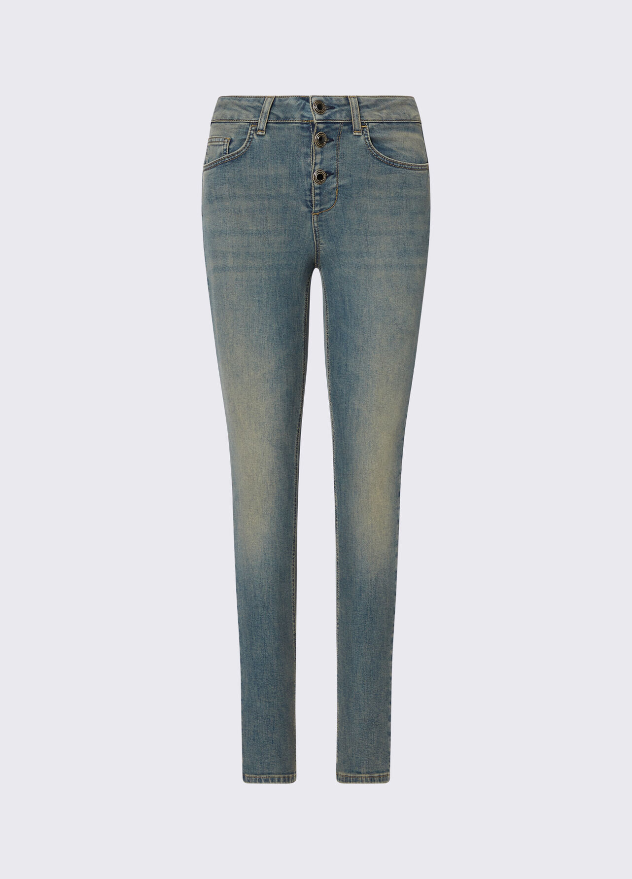 Jeans skinny con bottoni lavorati - BLUE DENIM