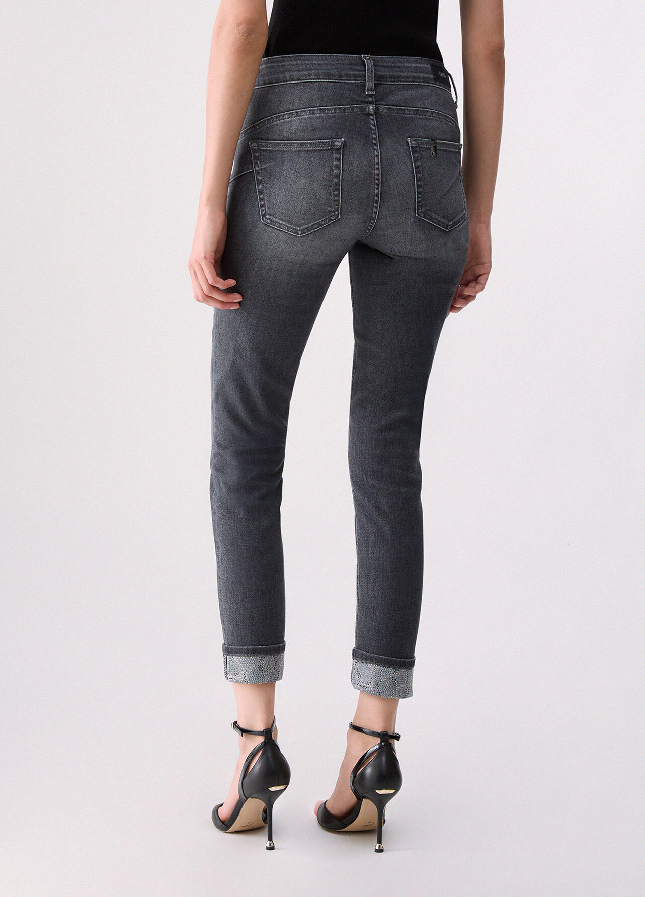 Jeans skinny con applicazioni - GREY DENIM