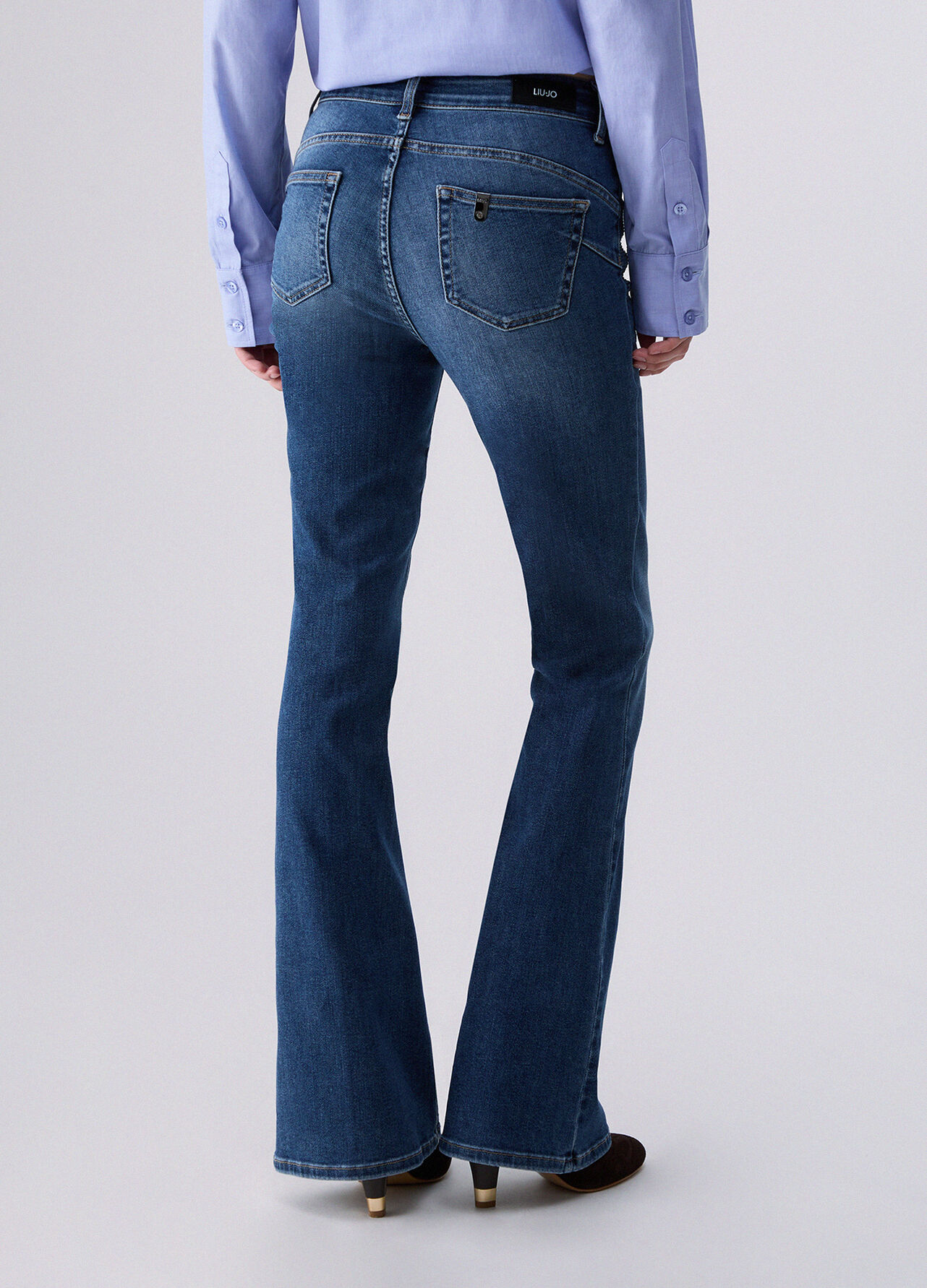Jeans bootcut con strass - BLUE DENIM